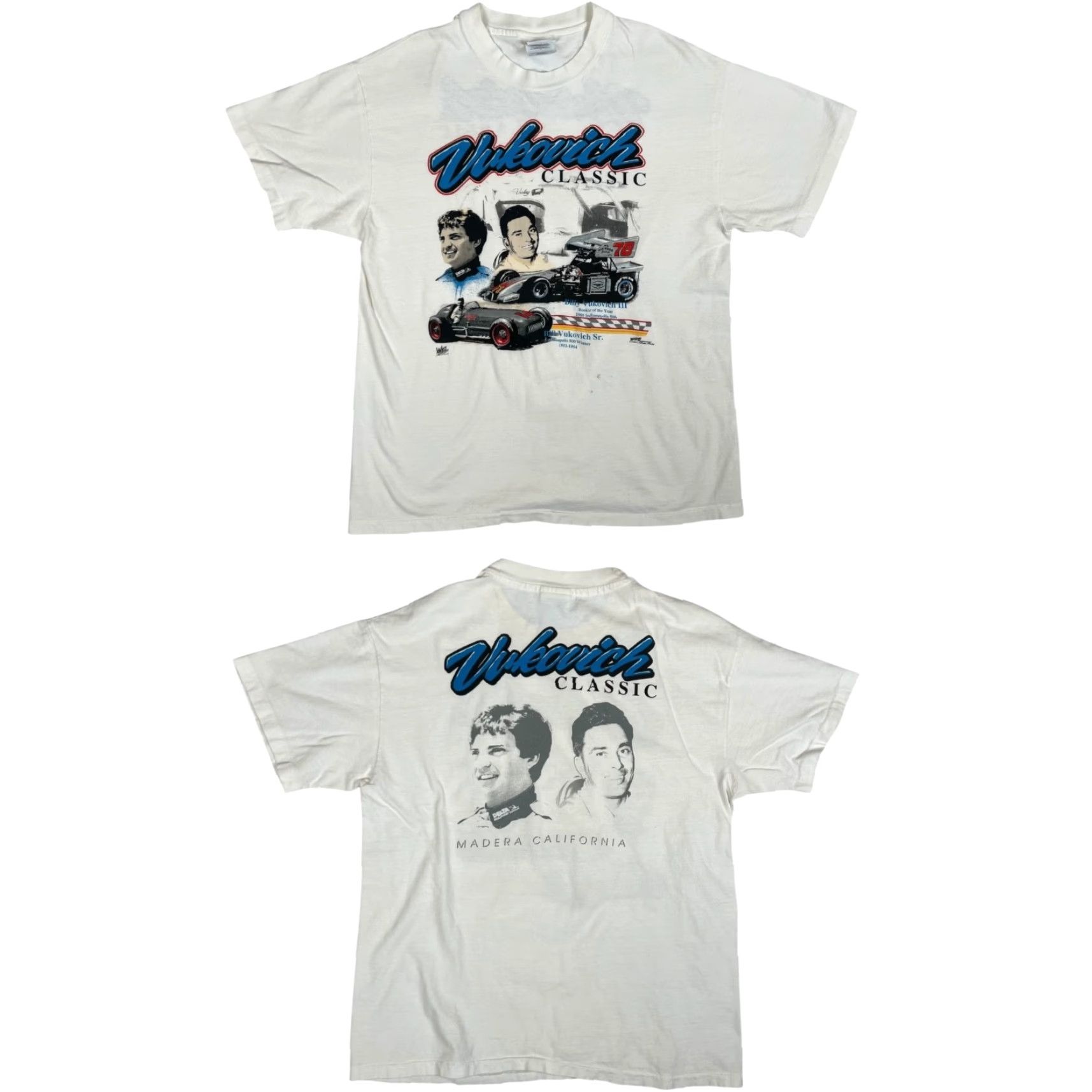 Hanes VINTAGE Hanes T-Shirt Crew Neck Short Sleeve Graphic Print 90s Cars USA White Cotton Size L Men Regular Gauge: Size Large Size US L / EU 52-54 / 3 - 2 Thumbnail