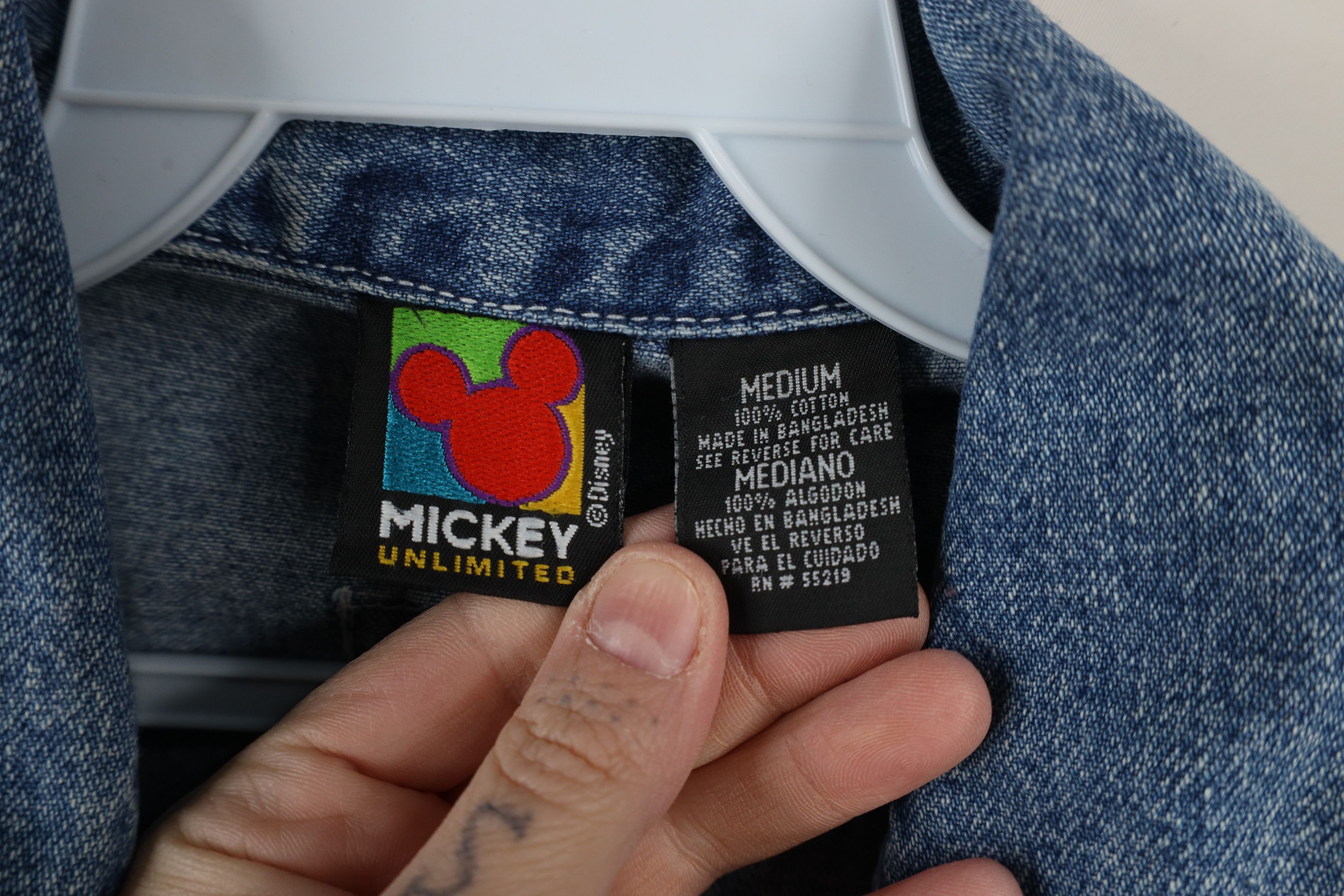 Disney × Vintage Vintage 90s Disney Spell Mickey Mouse Denim Jean Vest Jacket Size M / US 6-8 / IT 42-44 - 8 Thumbnail