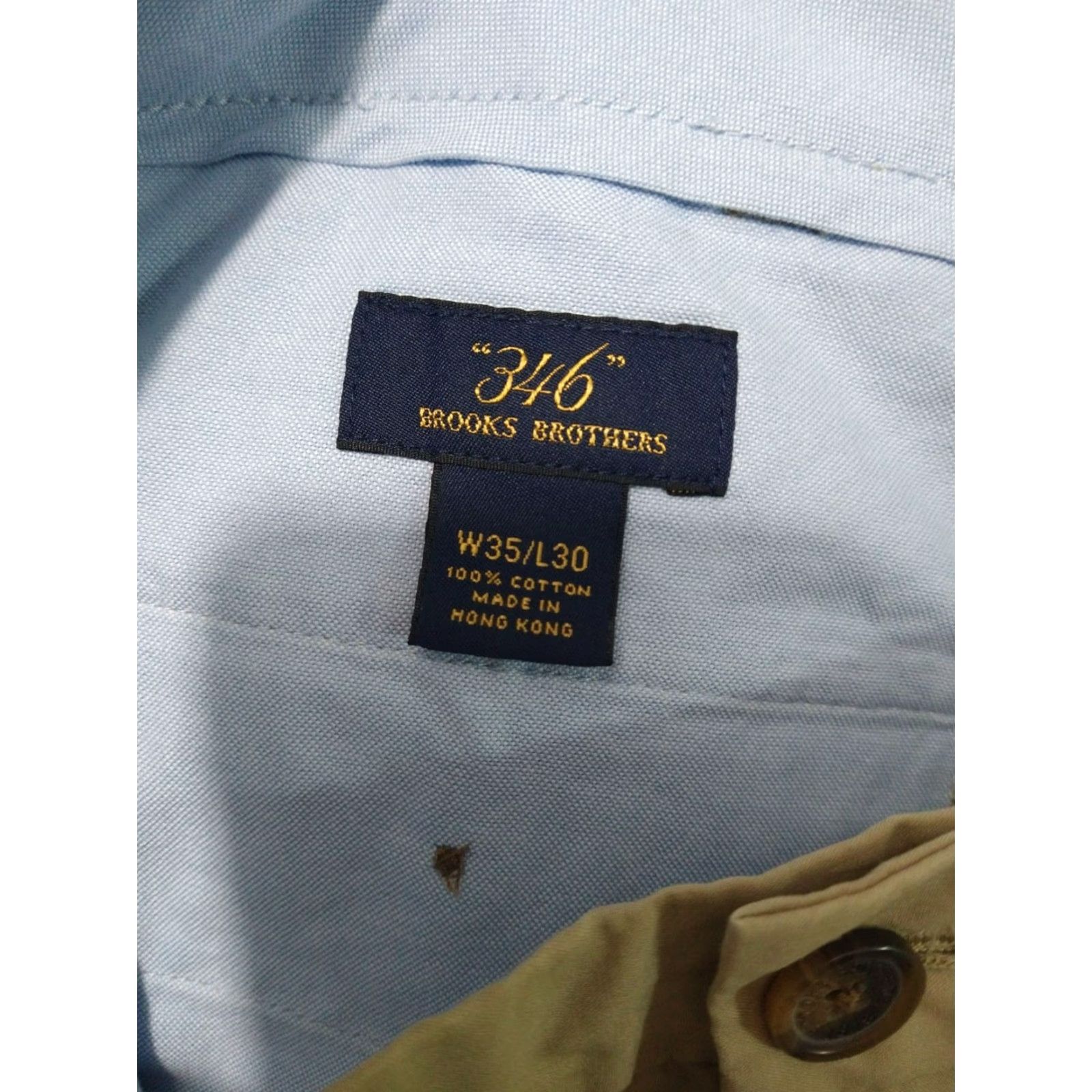Brooks Brothers Brooks Brothers Pants Mens 35x30 Beige Chino Flat Front Cotton Straight Leg 346 Solid Size US 35 - 7 Thumbnail