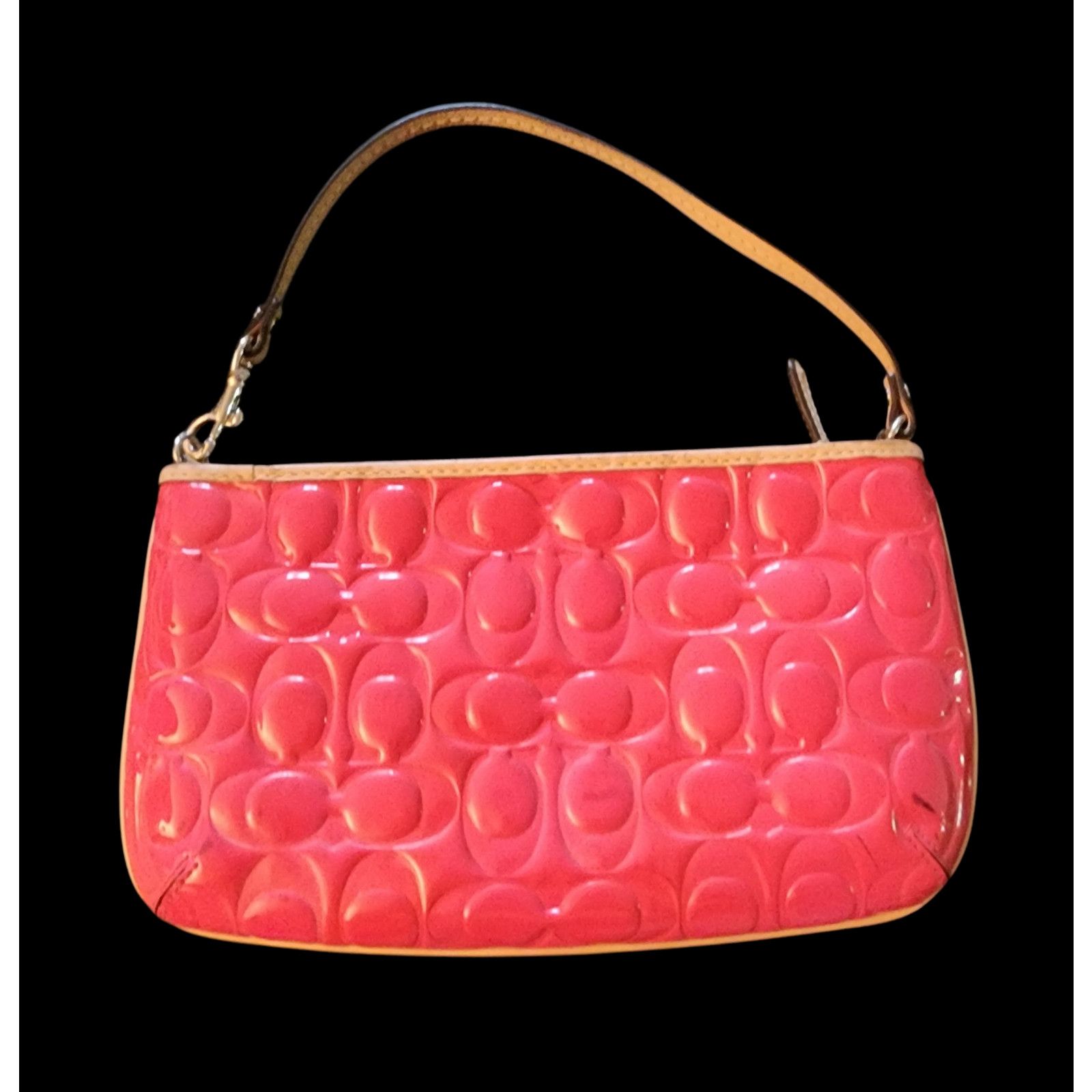 Coach Coach Patent Leather Embossed Clutch Pouchette Wristlet Pink Size ONE SIZE - 2 Thumbnail