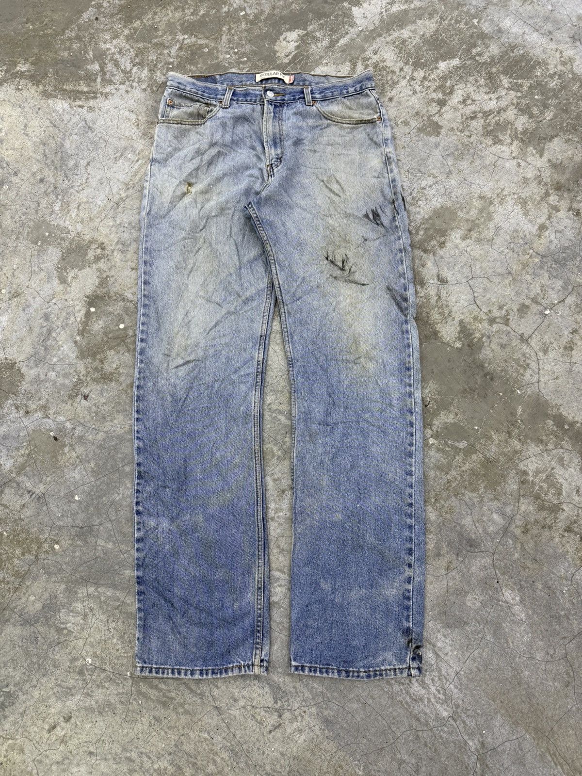Levis 505 Y2K Distressed Light Blue Washed Denim Pants W36