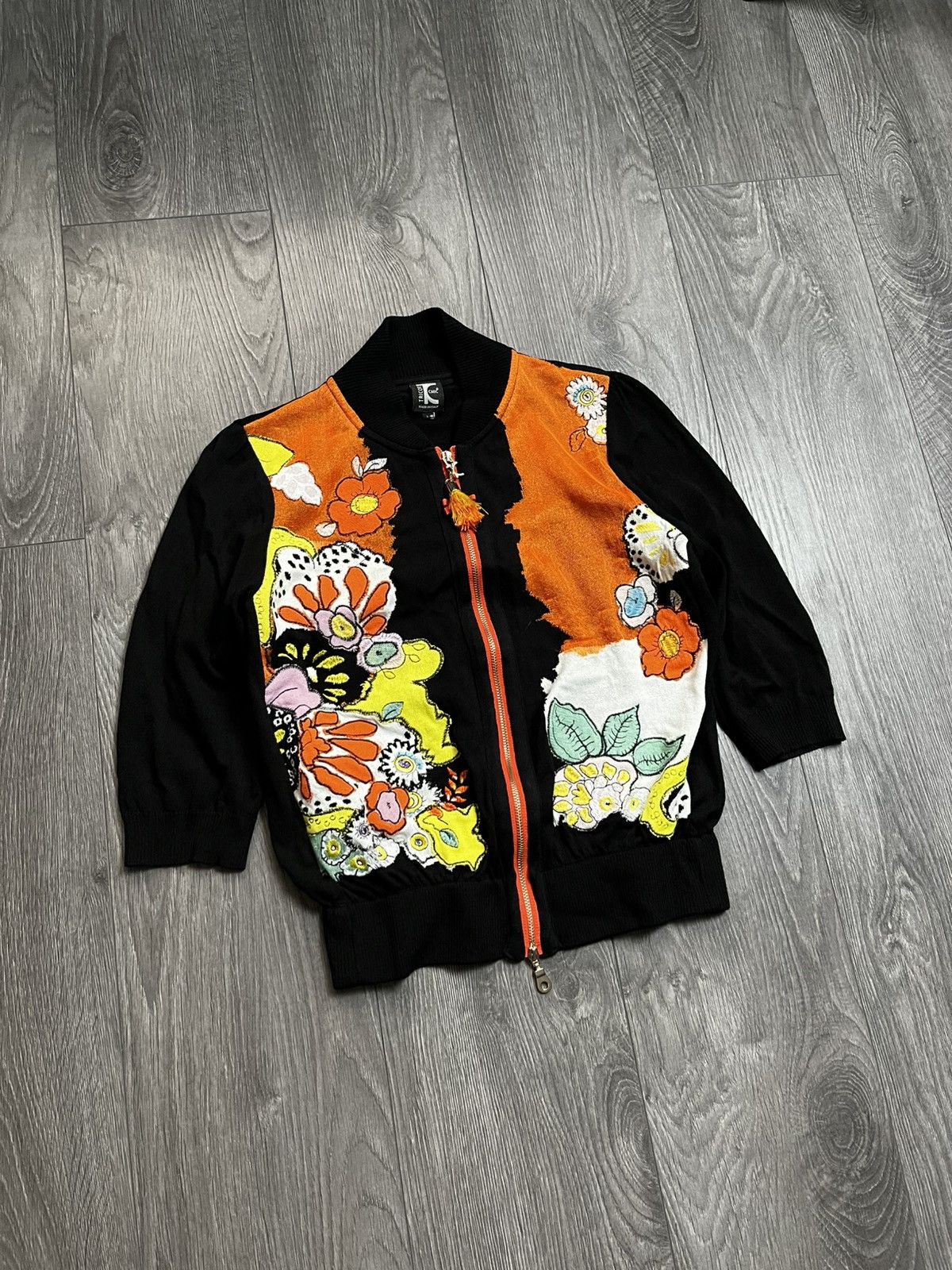 Vintage TRICOT CHIC Italy Vintage Floral Patchwork Knit Cardigan Y2K Size M / US 6-8 / IT 42-44 - 1 Thumbnail