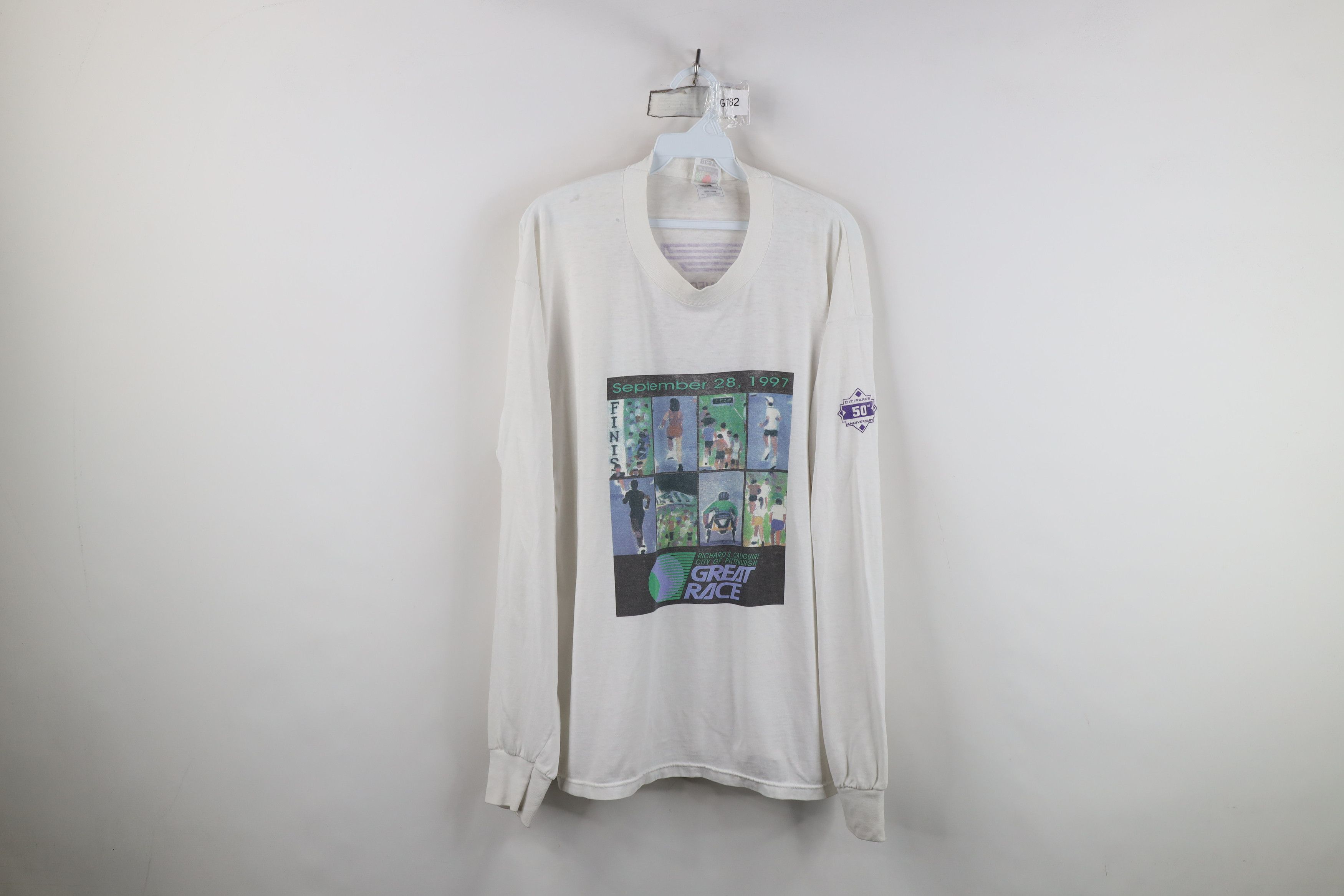 Vintage Vintage 90s Great Race Road Running Long Sleeve T-Shirt USA Size US XL / EU 56 / 4 - 1 Thumbnail