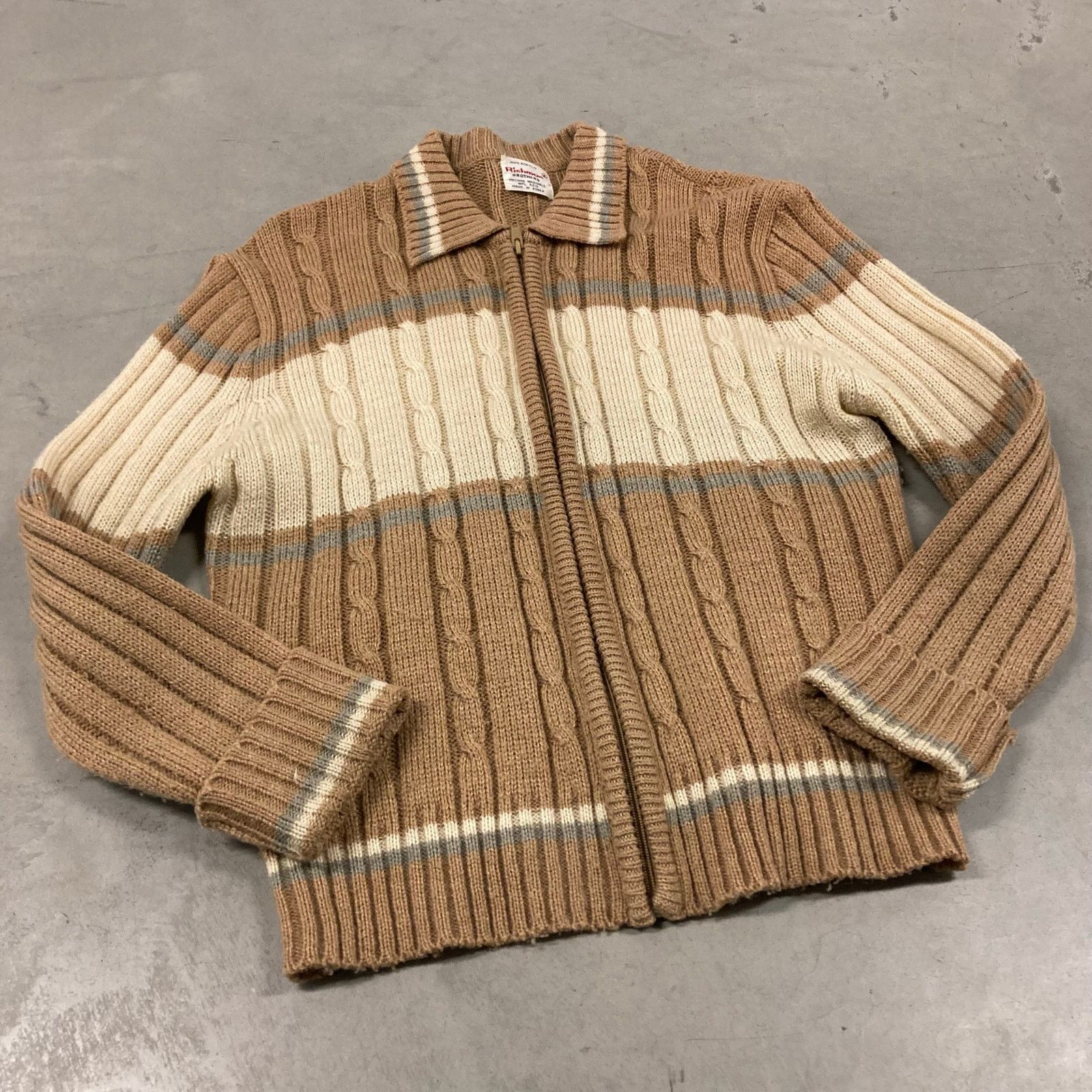 Vintage vintage 80s zip up cardigan sweater Size US L / EU 52-54 / 3 - 1 Thumbnail