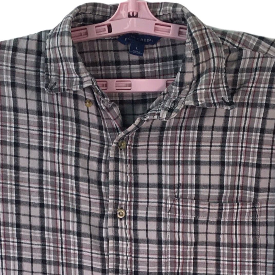 Vintage Falls Creek Shirt Mens L Plaid Oxford Button-Down Long Sleeve Black Gray Size US L / EU 52-54 / 3 - 2 Thumbnail