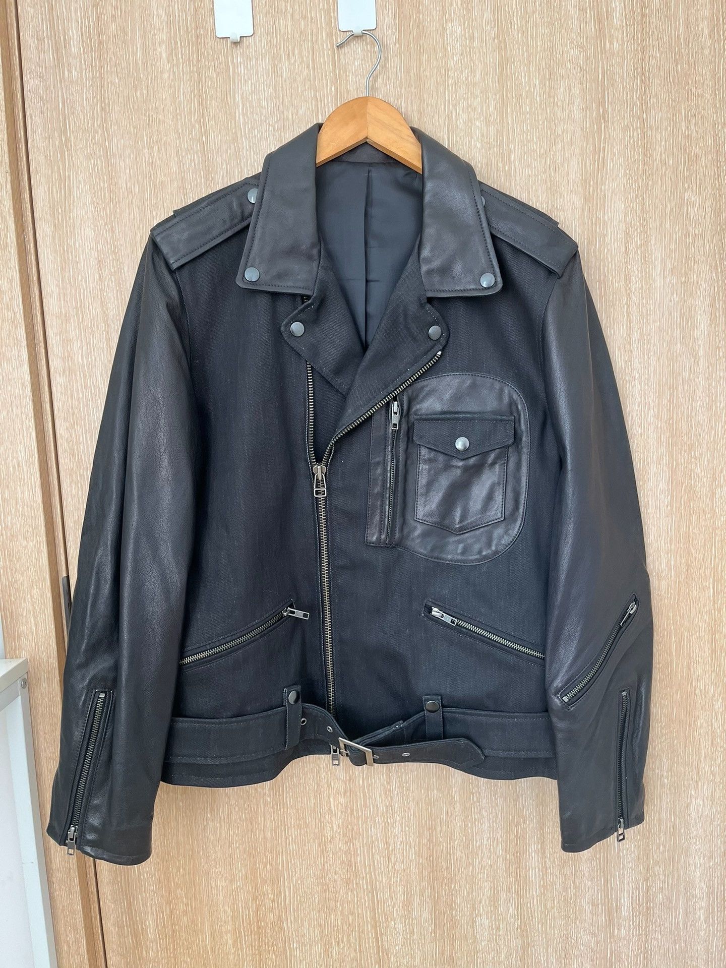 Vintage Vintage J24 Sheepskin Denim Leather Jacket Size US M / EU 48-50 / 2 - 1 Thumbnail