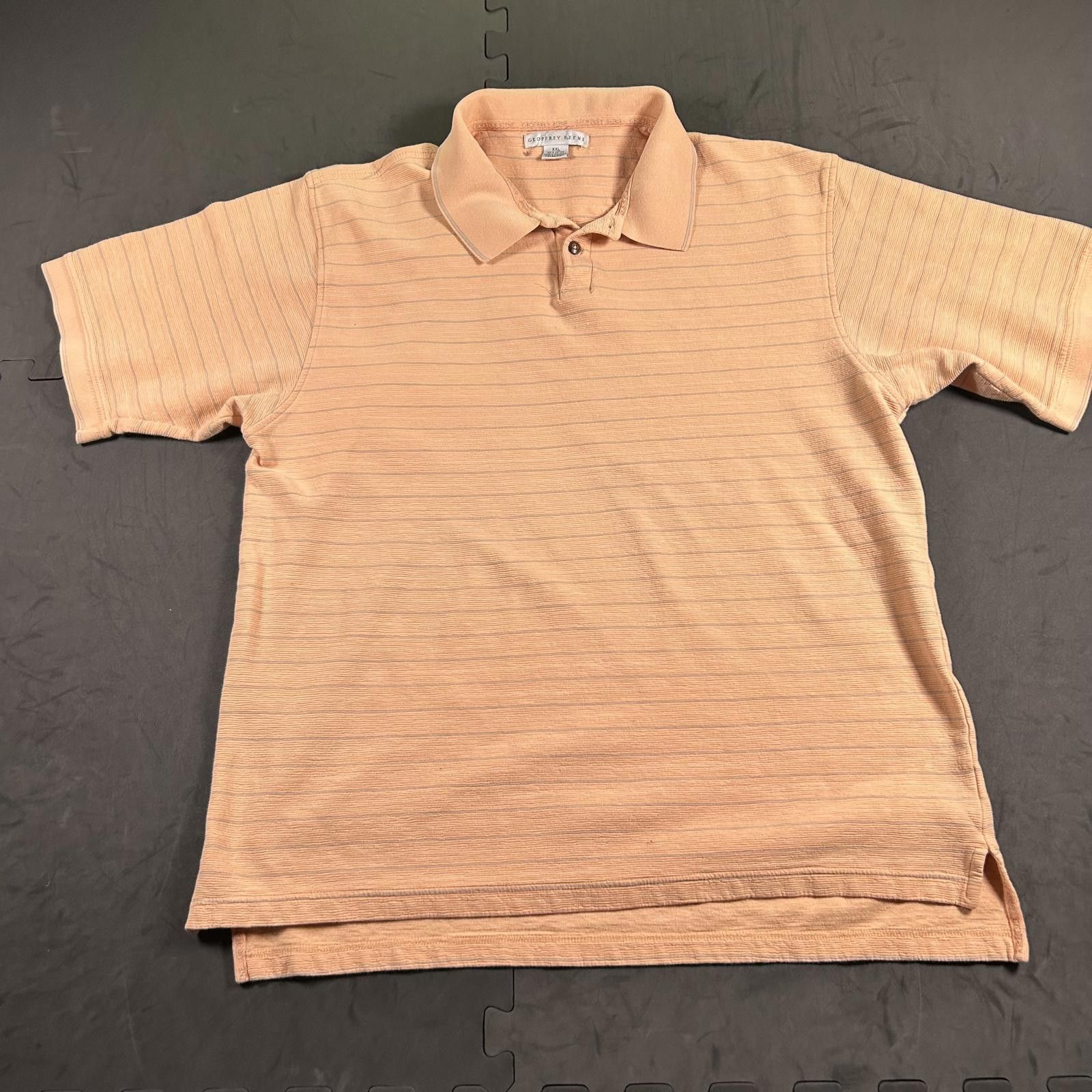 Other Men's Peach Striped Polo Shirt Geoffrey Beene XXL Size US XXL / EU 58 / 5 - 1 Thumbnail