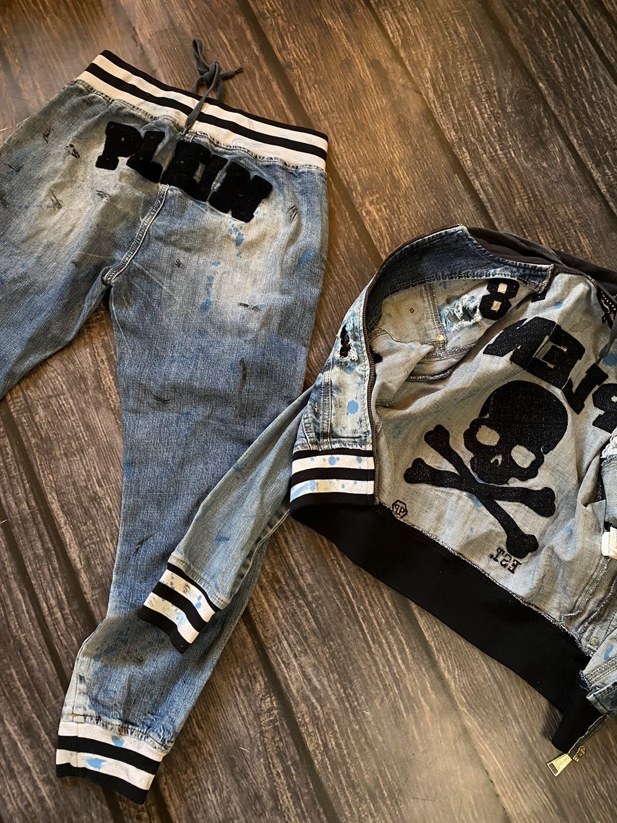 Philipp Plein Philipp Plein Painted Skull Denim Suit Size S / US 4 / IT 40 - 8 Thumbnail