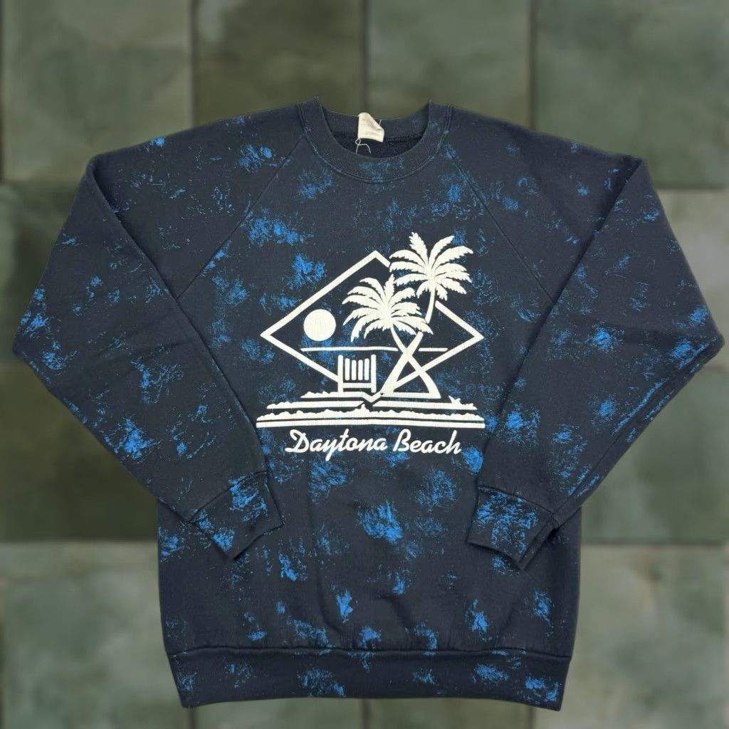 Fruit Of The Loom VINTAGE Fruit of the Loom Sweatshirt Shirt Men L Black All Over Paint Splatter 90s Beach Graphic Print Pullover Mens Size US L / EU 52-54 / 3 - 1 Thumbnail