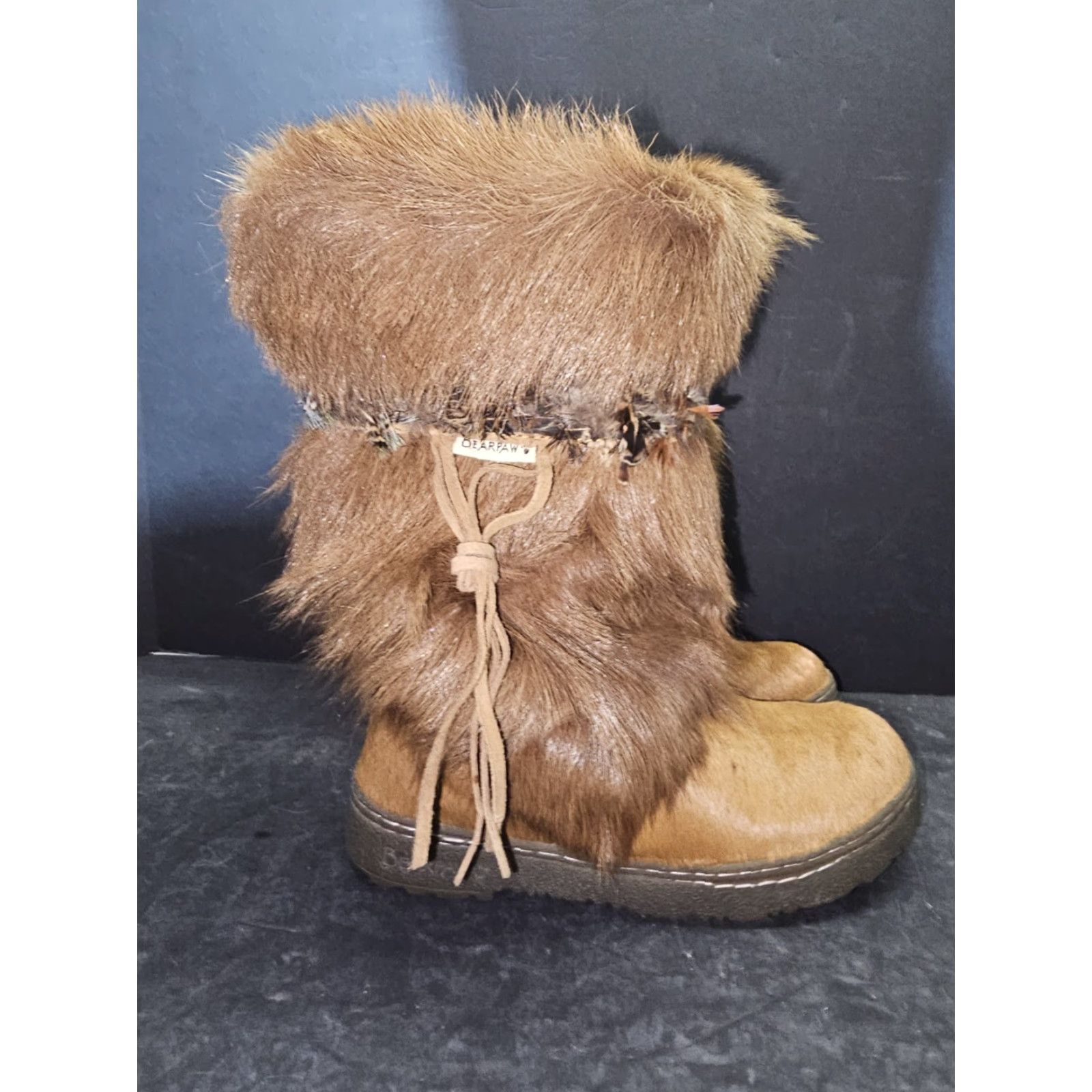 Vintage BearPaw Kola II Real Fur Boots Goat Fur Cow Skin Feather Boho Y2K Womens Size 7 Brown Boots Casual Womens Boots Size US 6 / IT 36 - 6 Thumbnail