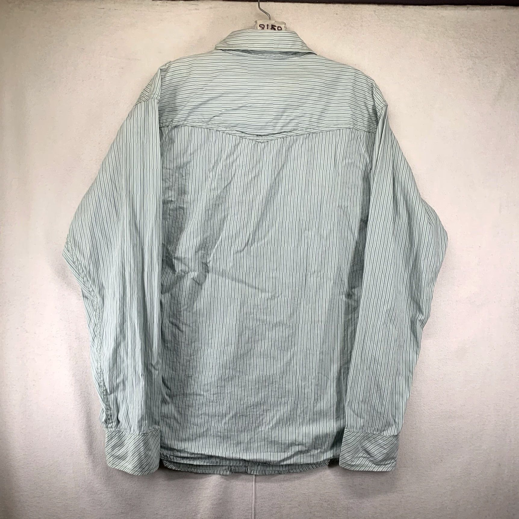 Wrangler Wrangler 20X Men's Western Shirt XL Green Blue Striped Casual Workwear Long Sleeve Pearl Snap Size US XL / EU 56 / 4 - 3 Thumbnail
