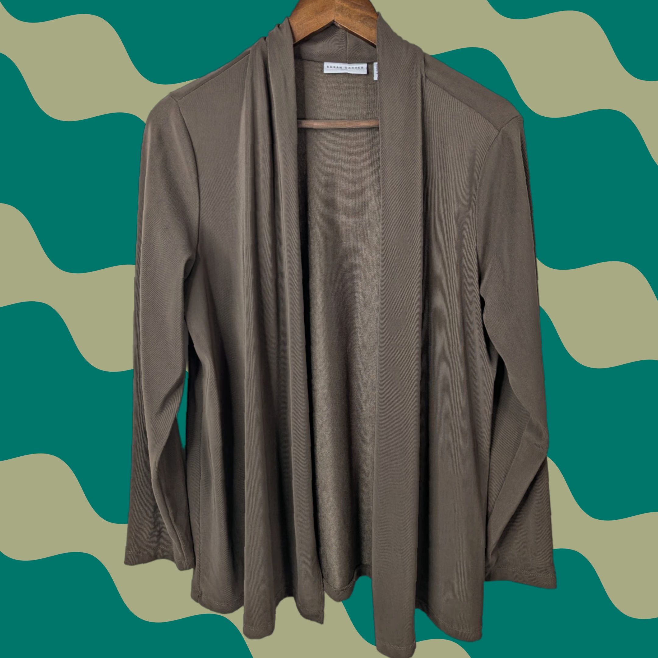 Vintage Susan Graver Cardigan Sweater Open Front Knit L Brown Plus Size Large Women Size L / US 10 / IT 46 - 1 Thumbnail