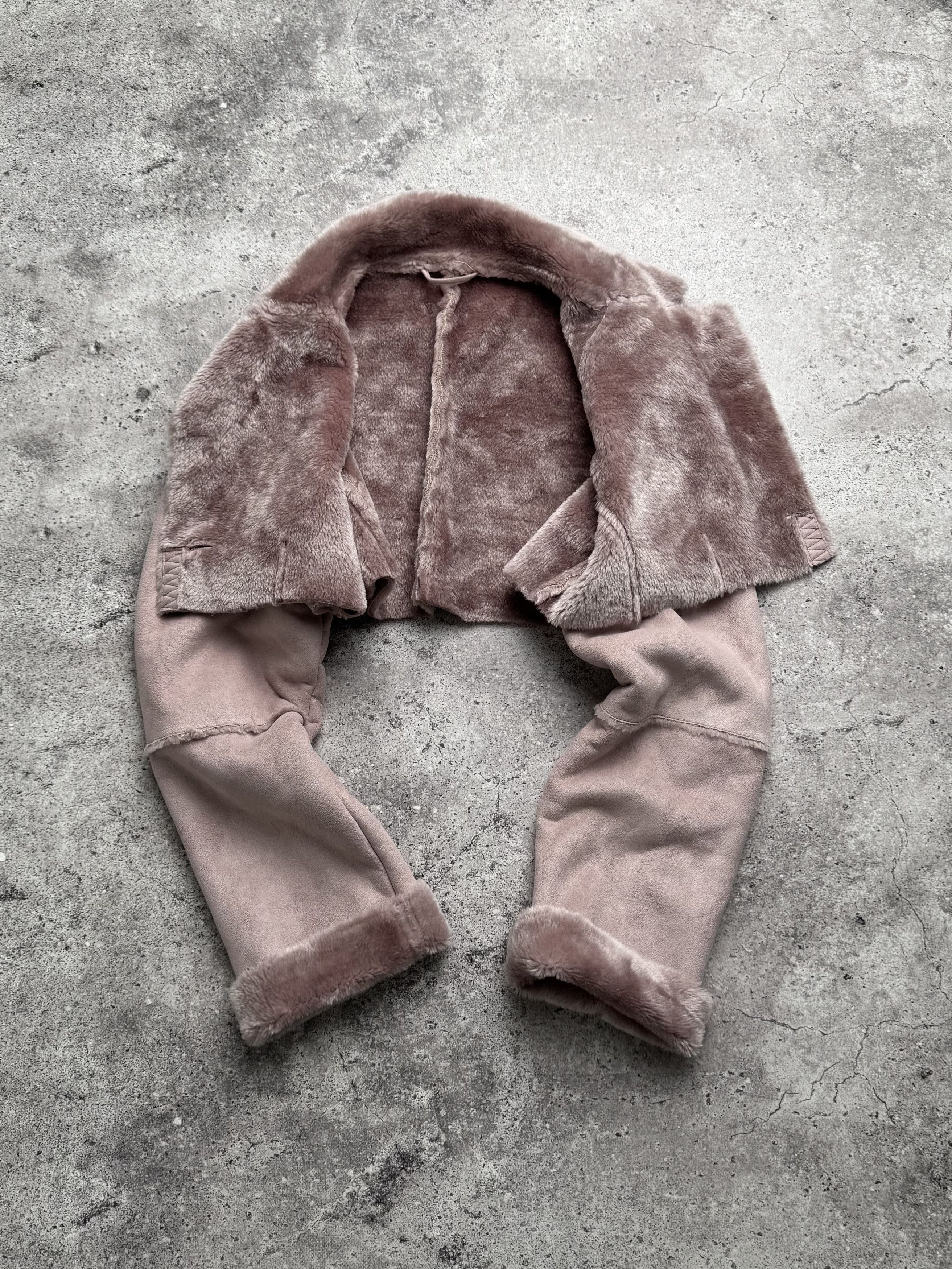 Vintage Vintage Cropped Faux Sheepskin Jacket C2(V488) Size L / US 10 / IT 46 - 4 Thumbnail
