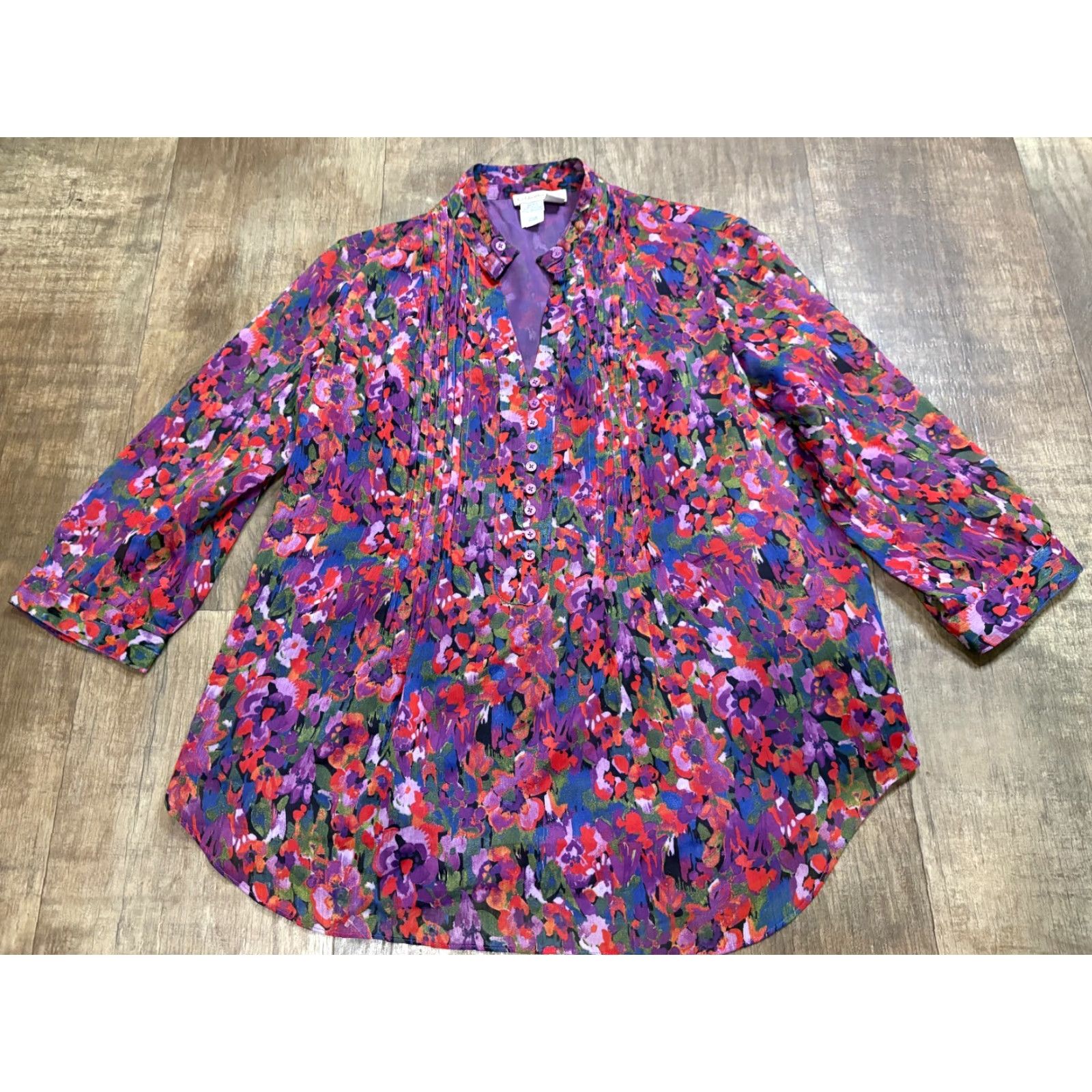 Coldwater Creek COLDWATER CREEK Blouse Womens Size M Purple Sheer Long Sleeve Light Weight Regular Pullover Shirt 10 - 12 Spring Summer Casual Girls? Size M / US 6-8 / IT 42-44 - 2 Thumbnail