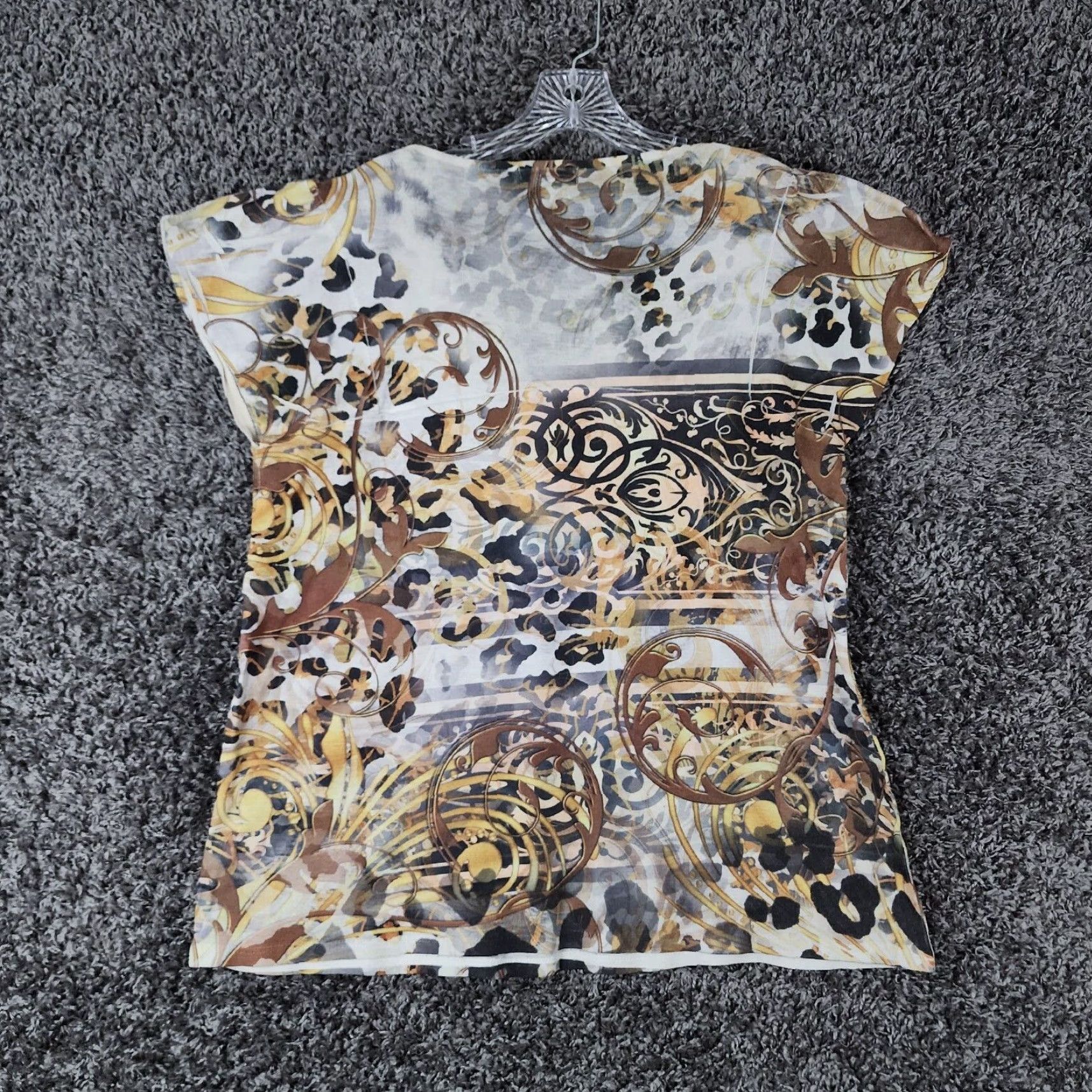 Vintage VINTAGE Womens Beige Gold Patterned V Neck Blouse XL Size XL / US 12-14 / IT 48-50 - 5 Thumbnail