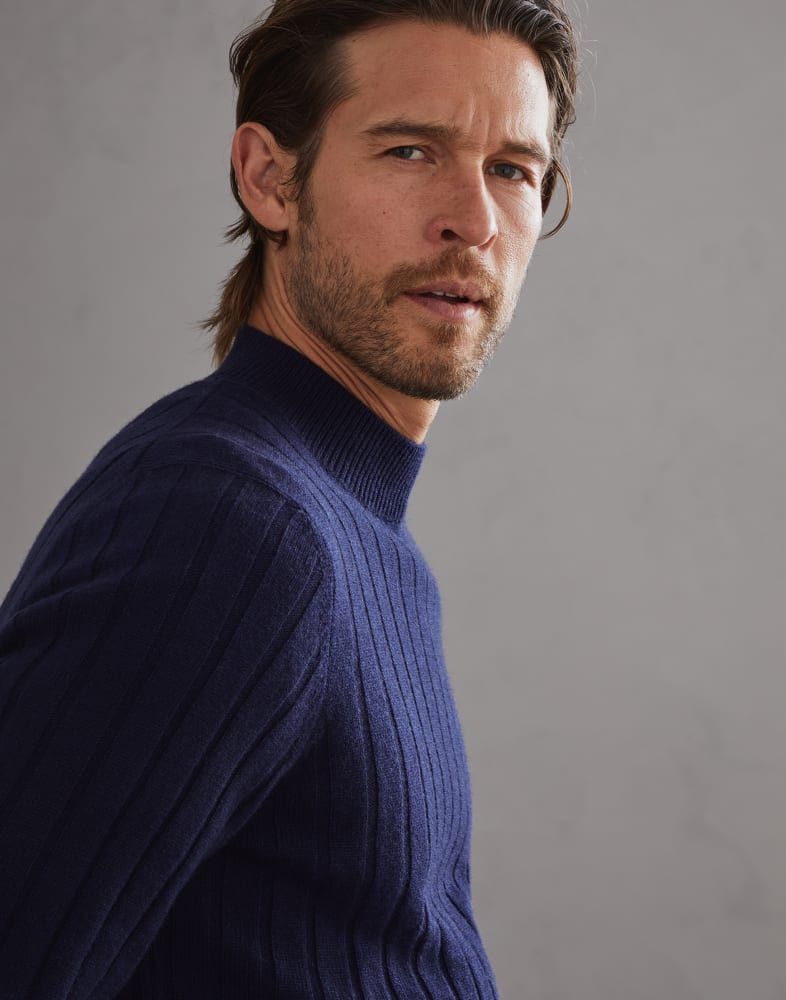 Brunello Cucinelli o1w1db10825 Turtleneck Jumper in Blue Size US M / EU 48-50 / 2 - 2 Thumbnail
