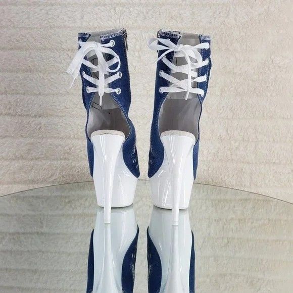 Other Size 8 Posh Denim White UV Platform High Heel Ankle Boots De Size US 8 / IT 38 - 5 Thumbnail