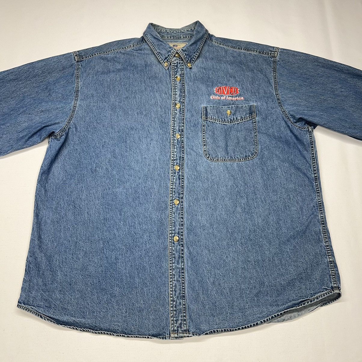 Lee × Vintage VTG Lee Denim Shirt Blue Button Down Embroidered Divco Size US XXL / EU 58 / 5 - 3 Thumbnail