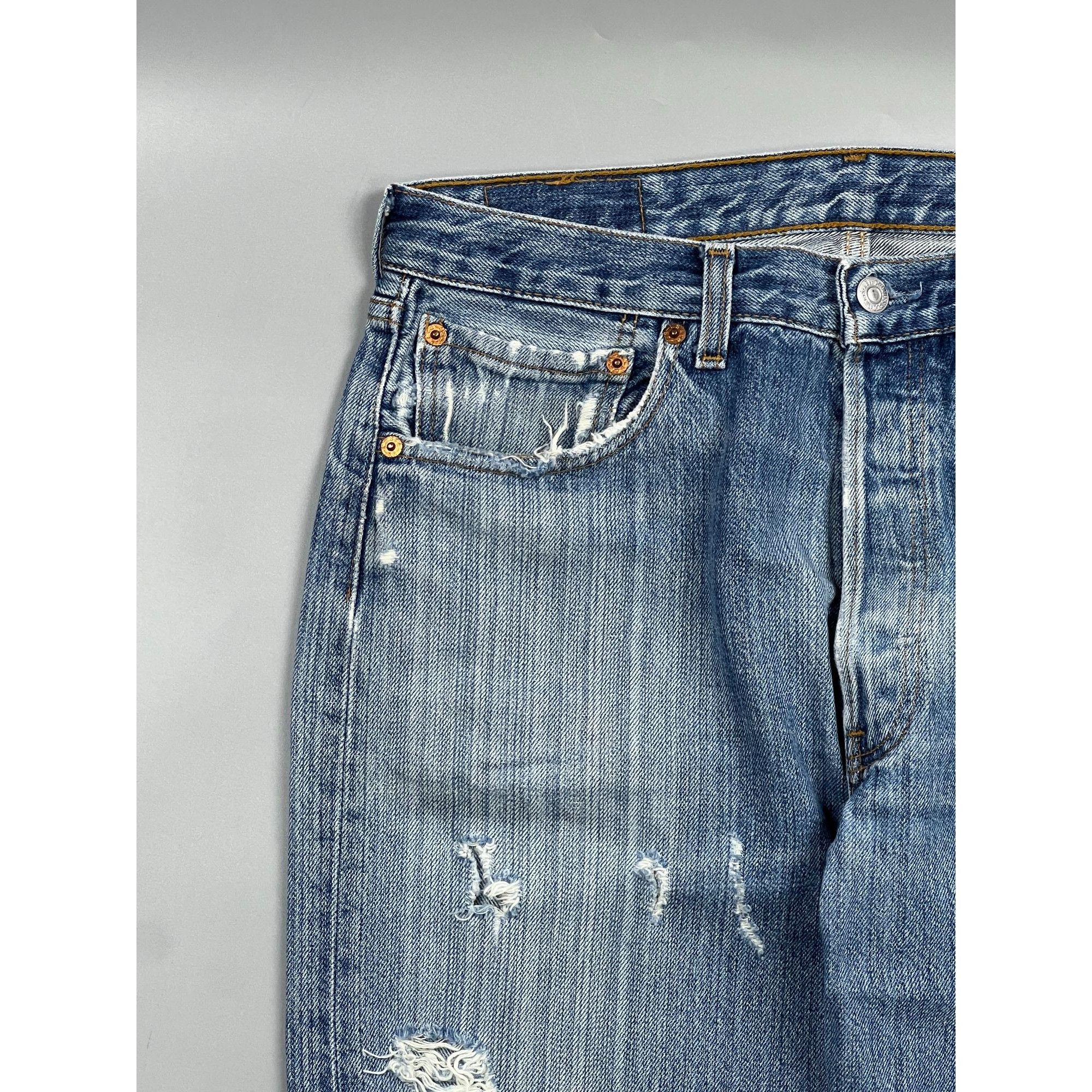 Levi's Levi’s 501 Reworked Distressed Denim Jeans Pants (Y0911) Size US 32 / EU 48 - 4 Thumbnail