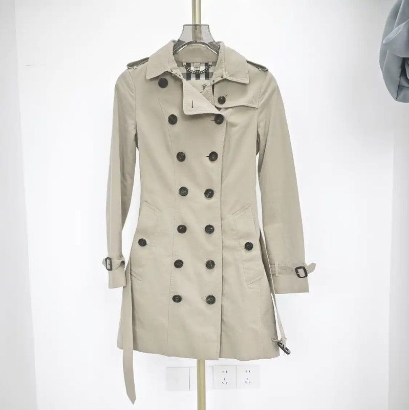 Burberry Burberry Women's Khaki Cotton Mid-Length Trench Coat Size S / US 4 / IT 40 - 1 Thumbnail
