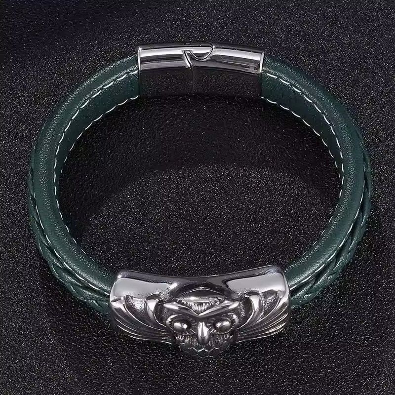 Other Vintage Owl Magnet Clasp Green Leather Rope Bracelet Size ONE SIZE - 5 Thumbnail