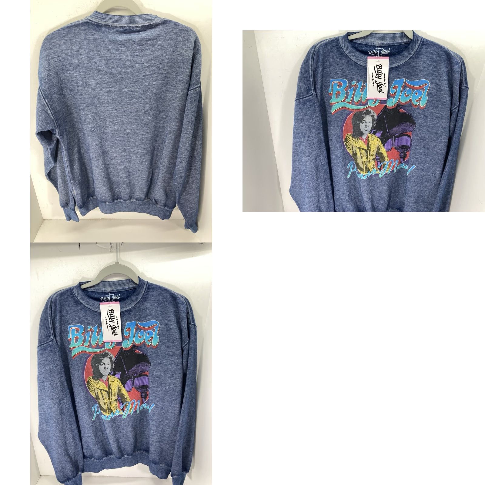Vintage Billy Joel Sweatshirt Women Sz Small Blue Graphic Print Long Sleeve Pullover NWT S Crew Neck Pullover Graphic Print Activewear Mens Womens Girls Boys Size S / US 4 / IT 40 - 9 Thumbnail