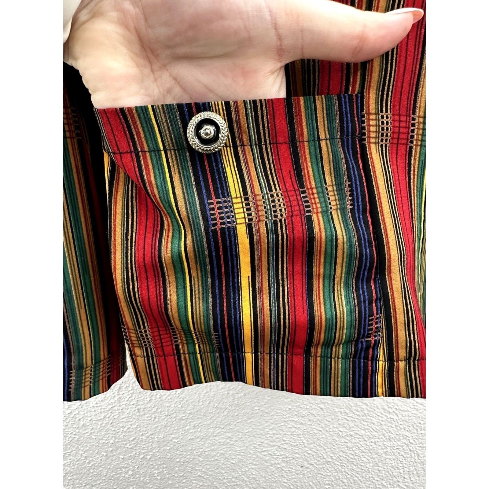 Vintage Kensington Square Womens Sweater Medium Striped Long Sleeve Zip Up Vintage Cardigan Knit Regular Red Size M / US 6-8 / IT 42-44 - 4 Thumbnail