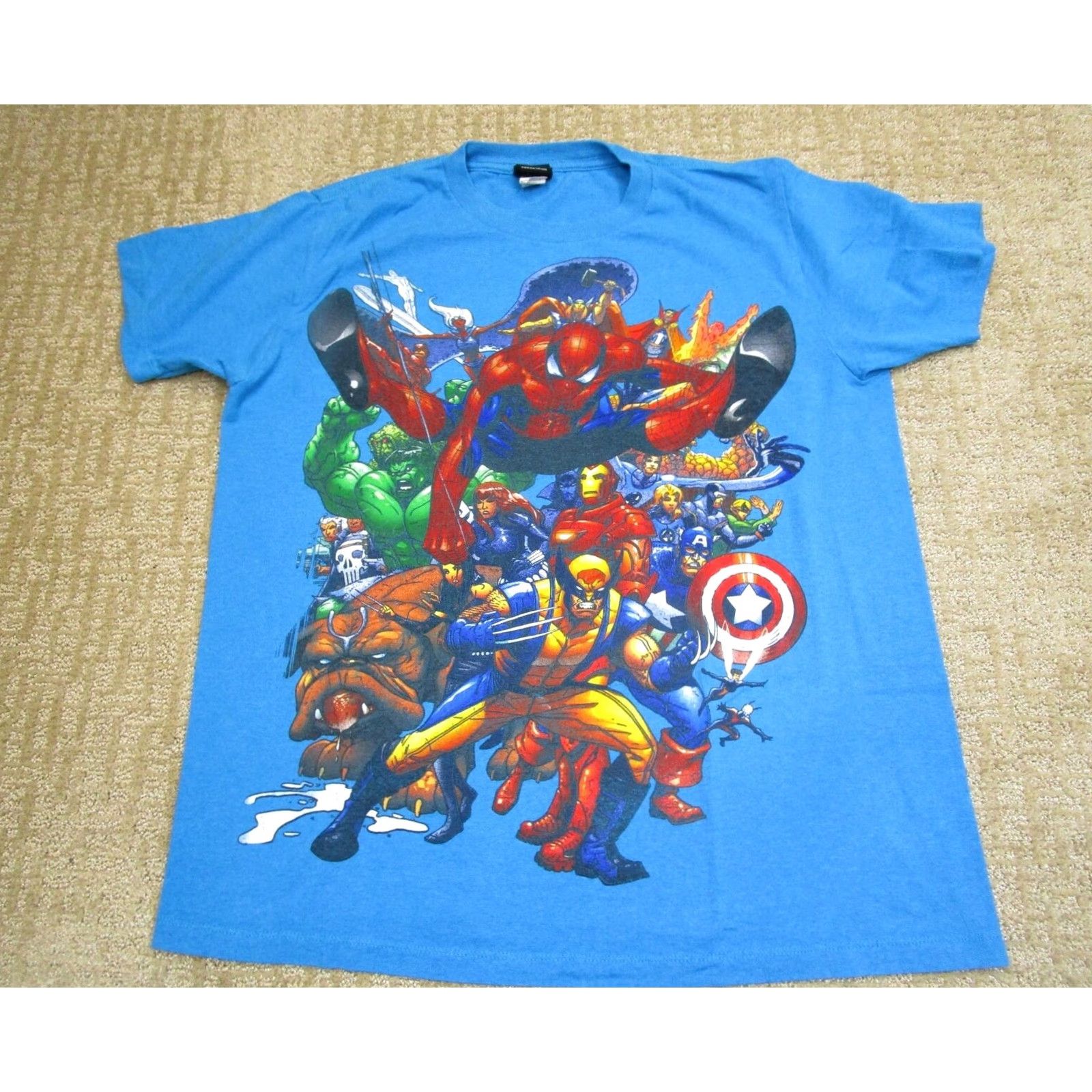 Vintage Vintage Marvel Shirt Men L Blue Graphic Print Characters 2000s Crew Neck Short Sleeve Marvel Universe Mens Size US L / EU 52-54 / 3 - 2 Thumbnail