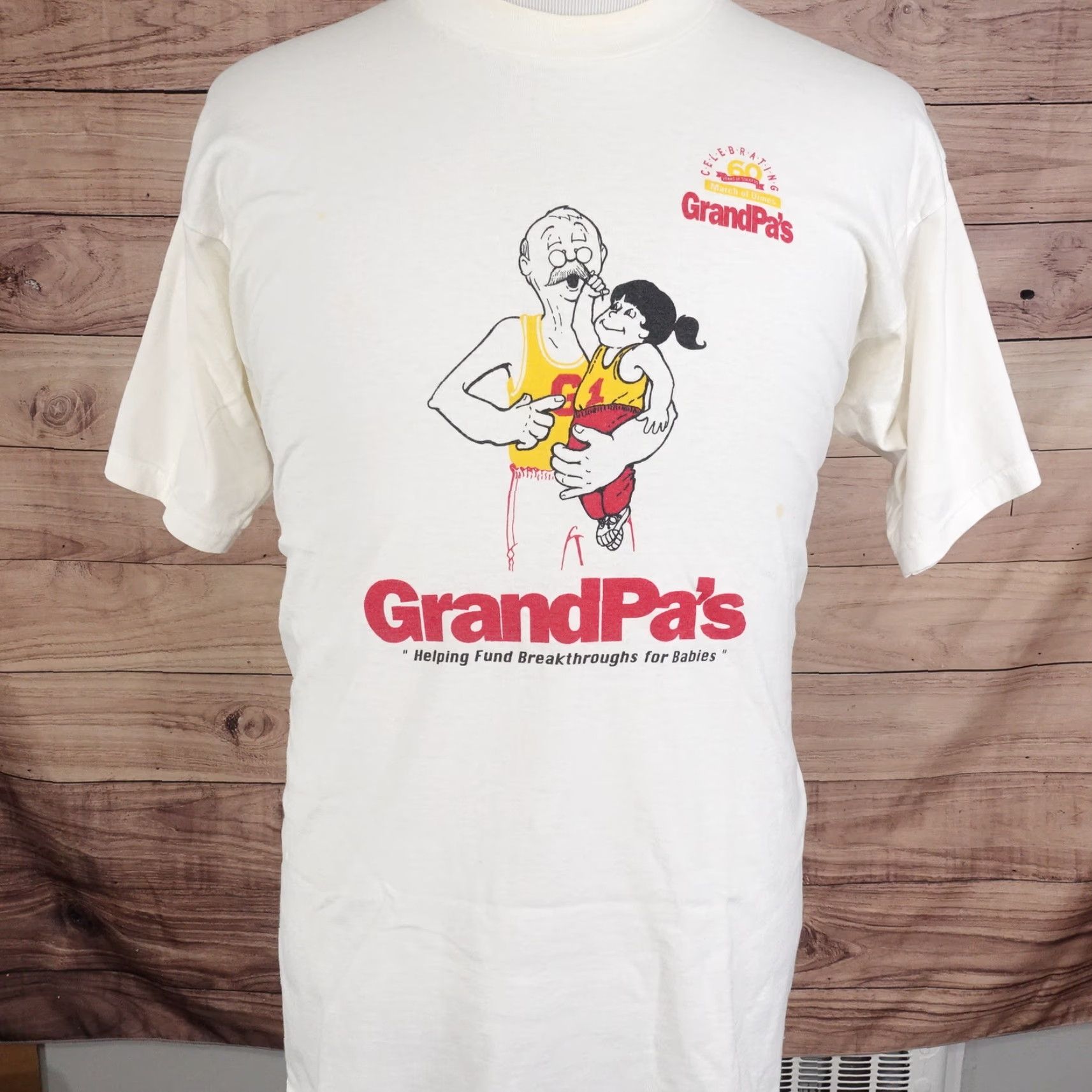 Fruit Of The Loom VINTAGE Fruit of the Loom Striped T-Shirt XL White Grandpa's Fund Breakthroughs for Babies St. Louis Unisex Adults Size US XL / EU 56 / 4 - 2 Thumbnail