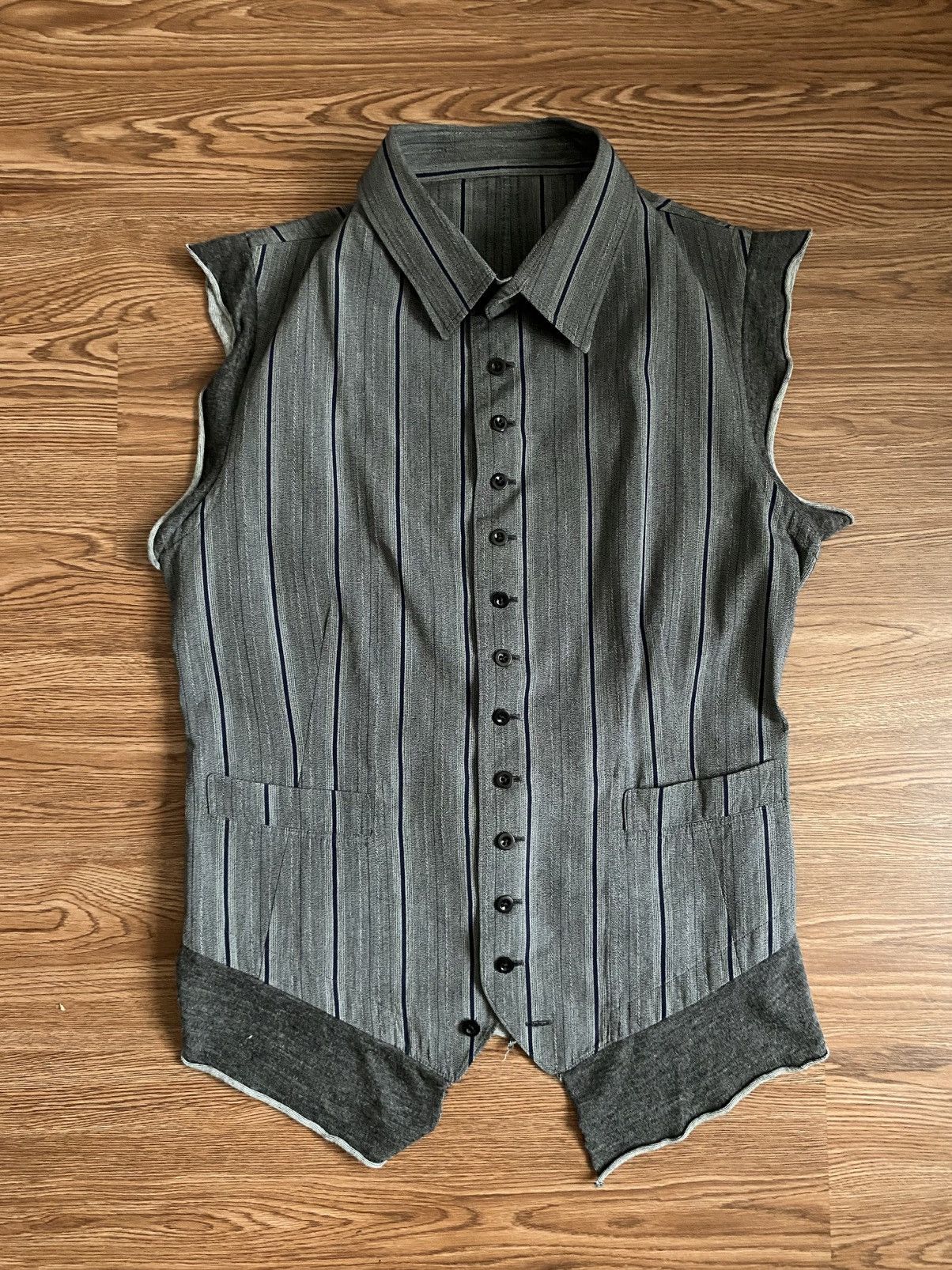 Yohji Yamamoto Yohji Yamamoto Pour Homme Cotton Striped Vest SS11 Size US M / EU 48-50 / 2 - 2 Thumbnail