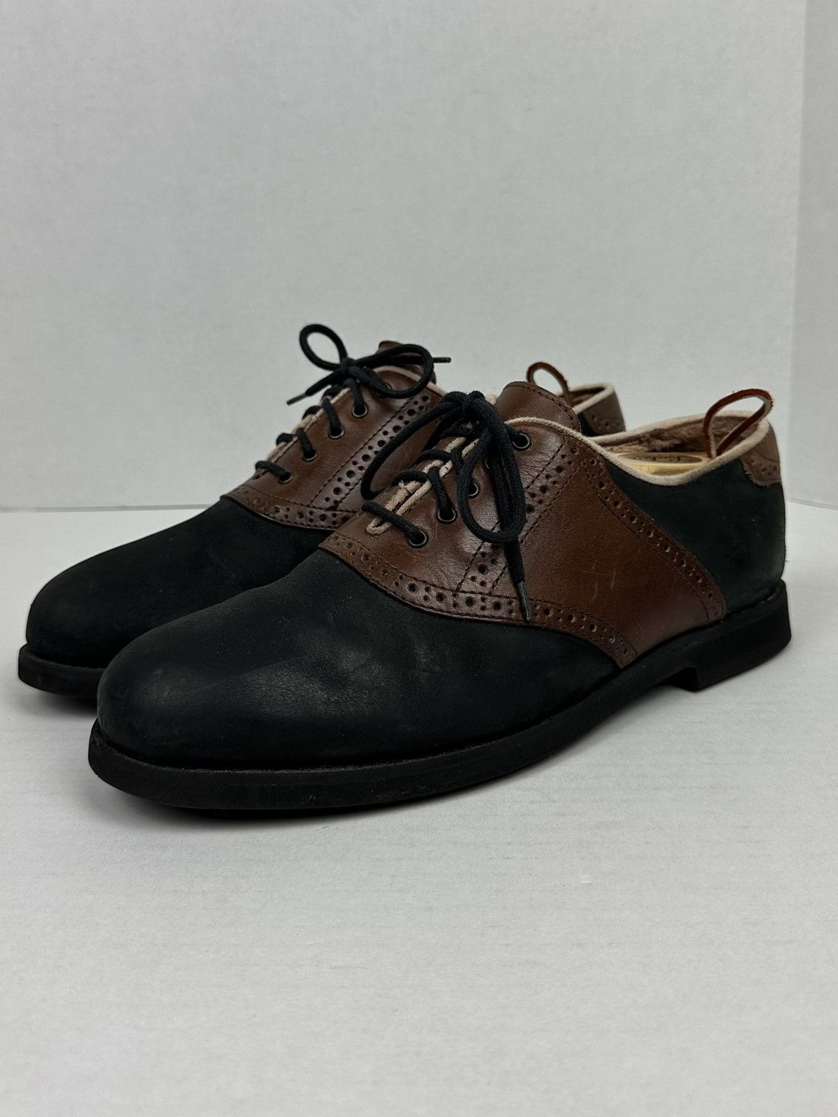 Florsheim × Vibram FLORSHEIM Two Tone Black Brown Saddle Shoes Oxford Size US 9.5 / EU 42-43 - 1 Thumbnail