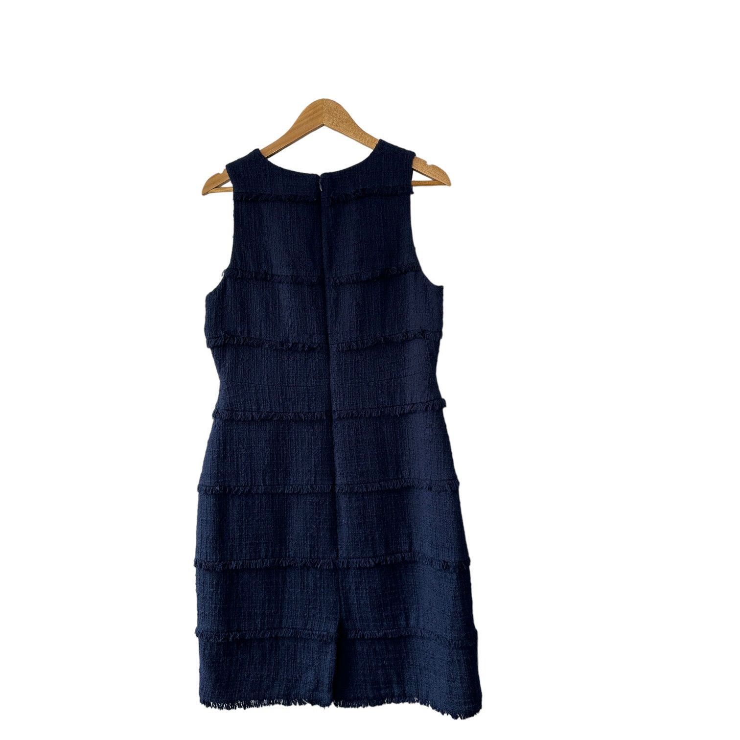 J.Crew J.CREW Navy Tweed Textured & Fringed Lined Sheath Dress 12 Size XL / US 12-14 / IT 48-50 - 8 Thumbnail