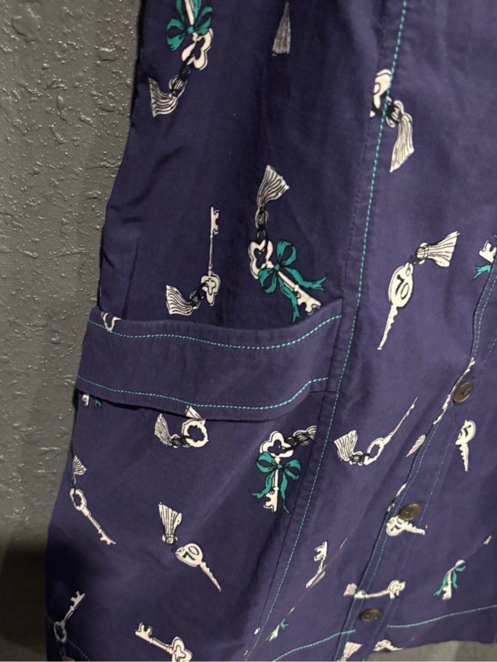 Anthropologie Anthropology Maeve Navy Button-Up midi Dress with Key Print Size XL / US 12-14 / IT 48-50 - 2 Thumbnail
