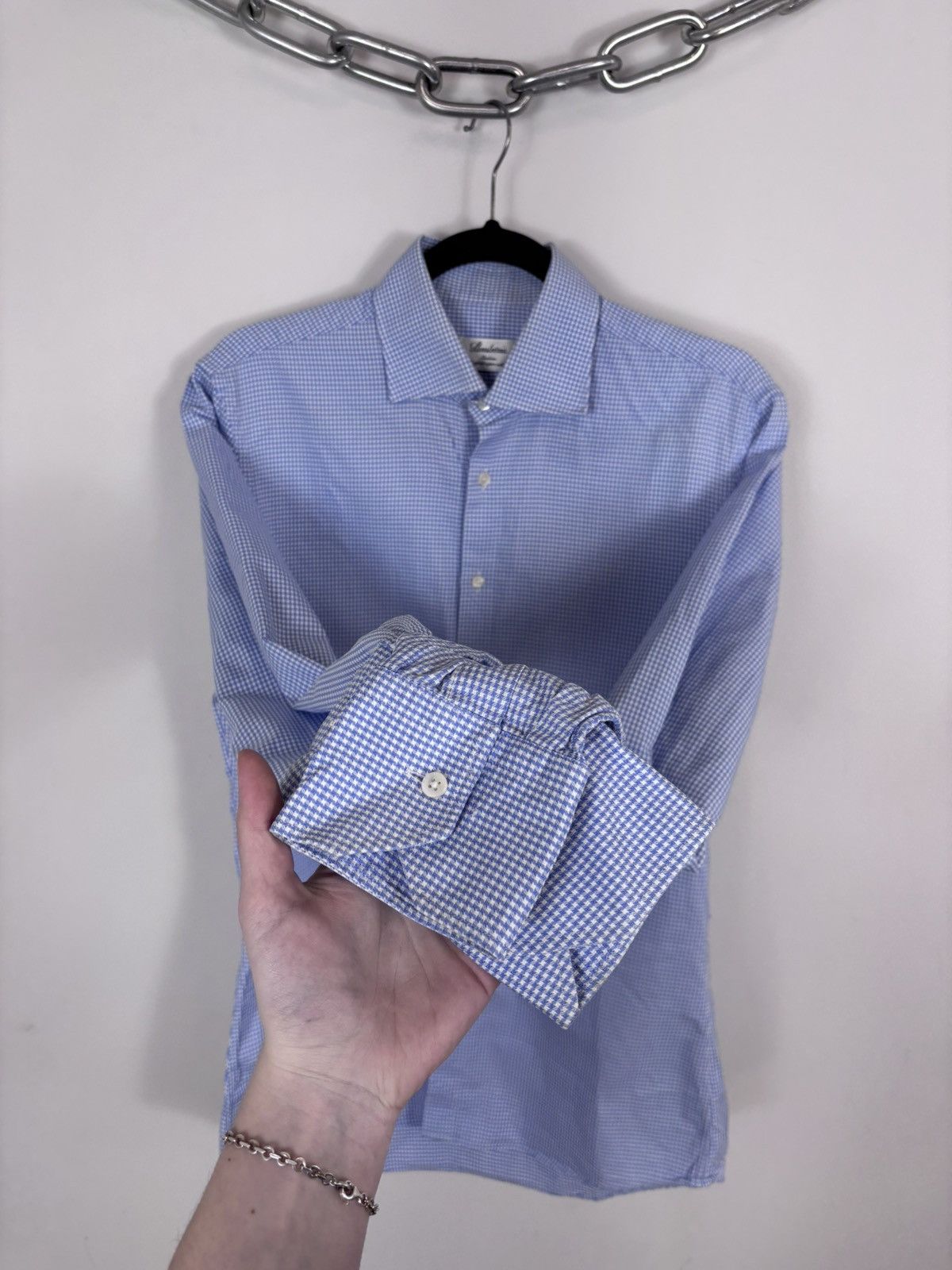 Strenstroms Stenstroms Men’s Slimline Twofold Cotton Dress Shirt Size US M / EU 48-50 / 2 - 8 Thumbnail