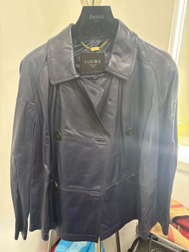 Loewe LOEWE A short Tibetan blue leather coat with sheepskin Size XS / US 0-2 / IT 36-38 - 1 Thumbnail