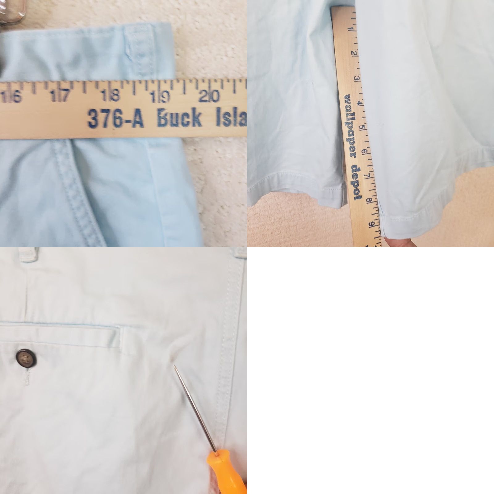 George George Men's Light Blue Cotton Casual Shorts 38X9.5 Size US 38 / EU 54 - 8 Thumbnail
