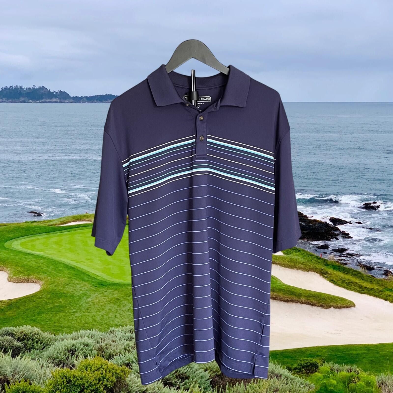 Lone Cypress By Pebble Beach Pebble Beach Golf Polo Mens L Blue Striped Shirt CLEAN! Size US L / EU 52-54 / 3 - 1 Thumbnail