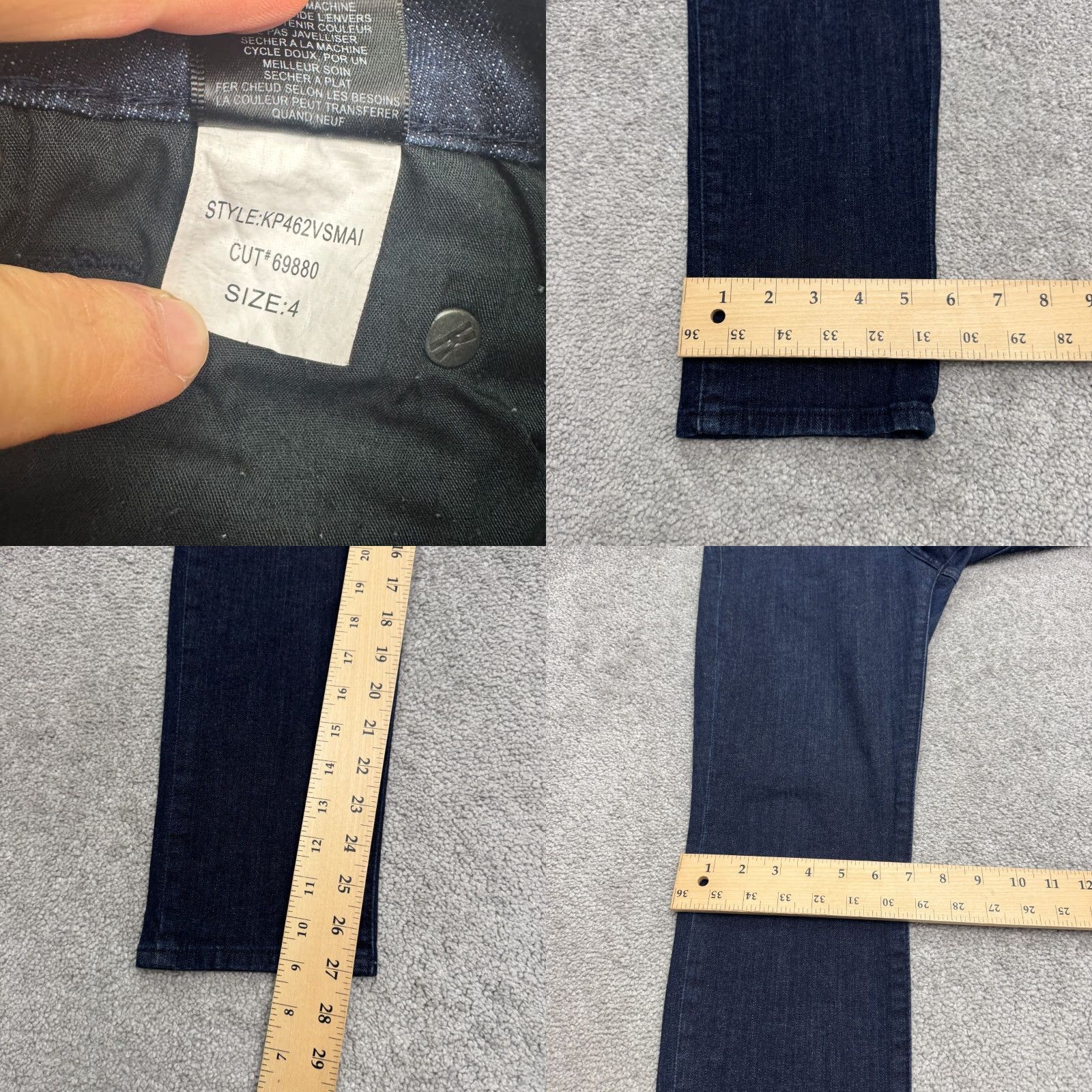 Vintage KUT From The Cloth Skinny Denim Jeans Womens 4 Blue Dark Wash Mid Rise Stretch Size 27" / US 4 / IT 40 - 9 Thumbnail
