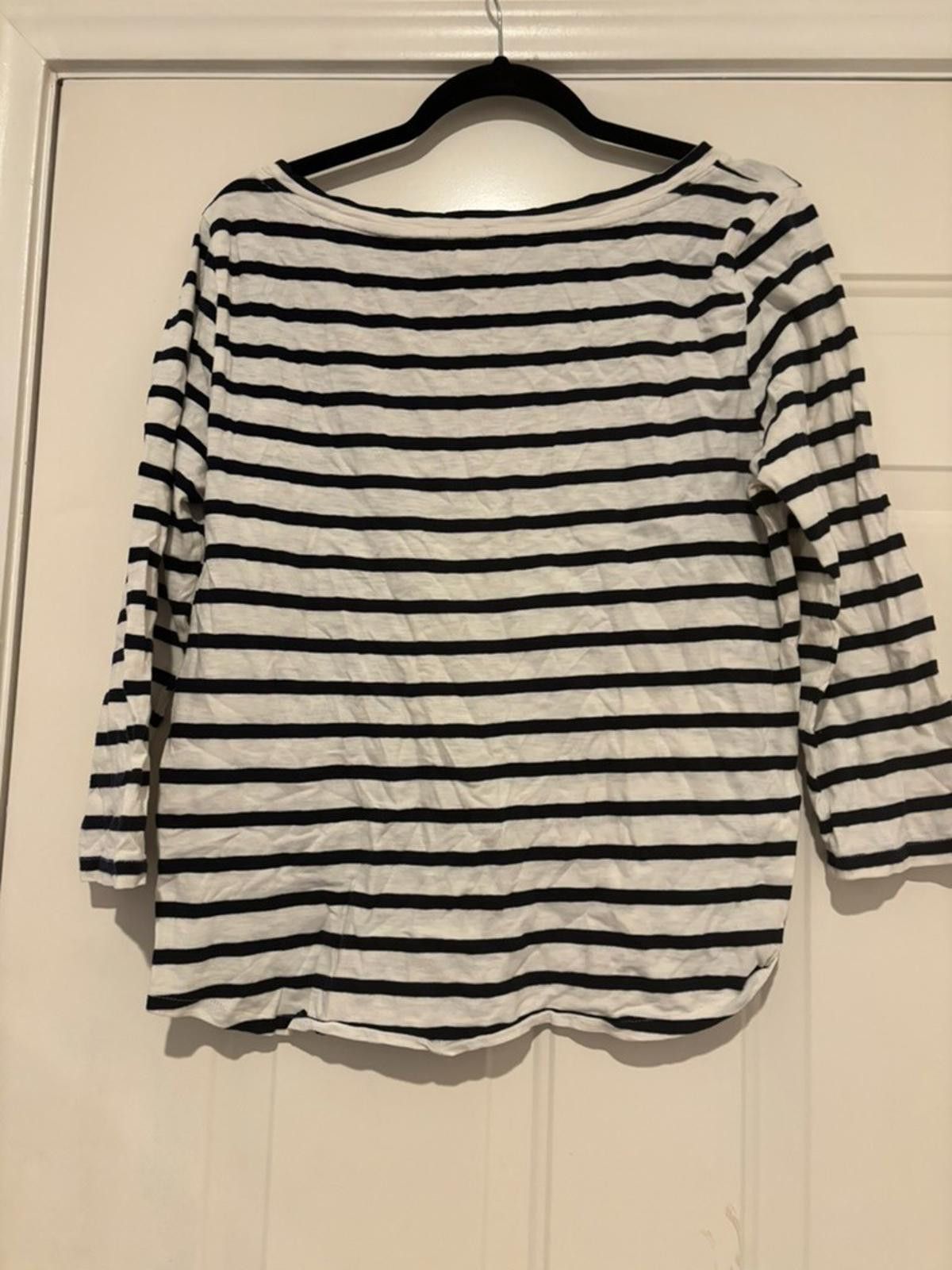 J.Crew Womens sz L J Crew blue/white long sleeve t shirt #580 Size L / US 10 / IT 46 - 2 Thumbnail