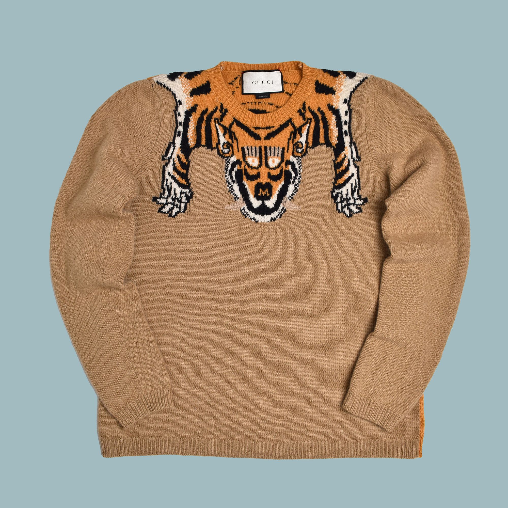 Gucci GUCCI TIGER INTARSIA WOOL SWEATER ORANGE LIKE NEW Size US M / EU 48-50 / 2 - 1 Thumbnail