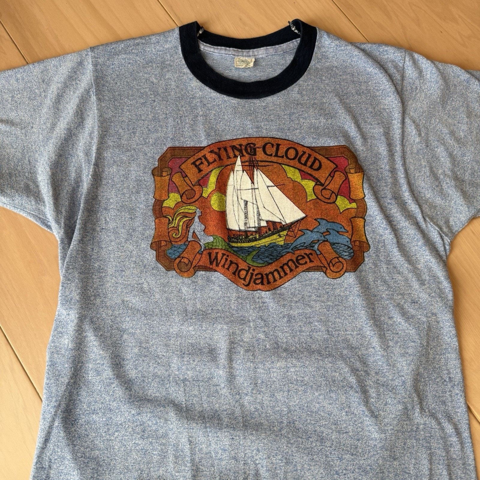 Vintage Vintage Flying Cloud Windjammer Shirt L Blue 80s Ringer Size US L / EU 52-54 / 3 - 4 Thumbnail