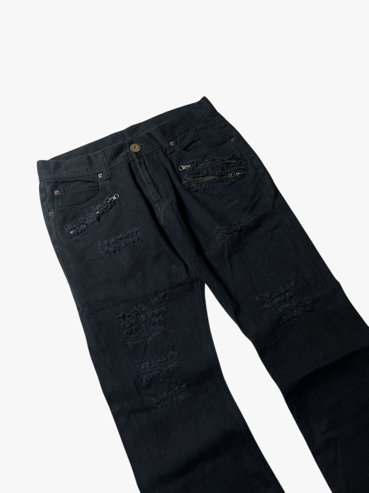 Japanese Brand Crazy Distressed Flare Gothic Grunge Lgb Buckleback Pants Size US 30 / EU 46 - 2 Thumbnail