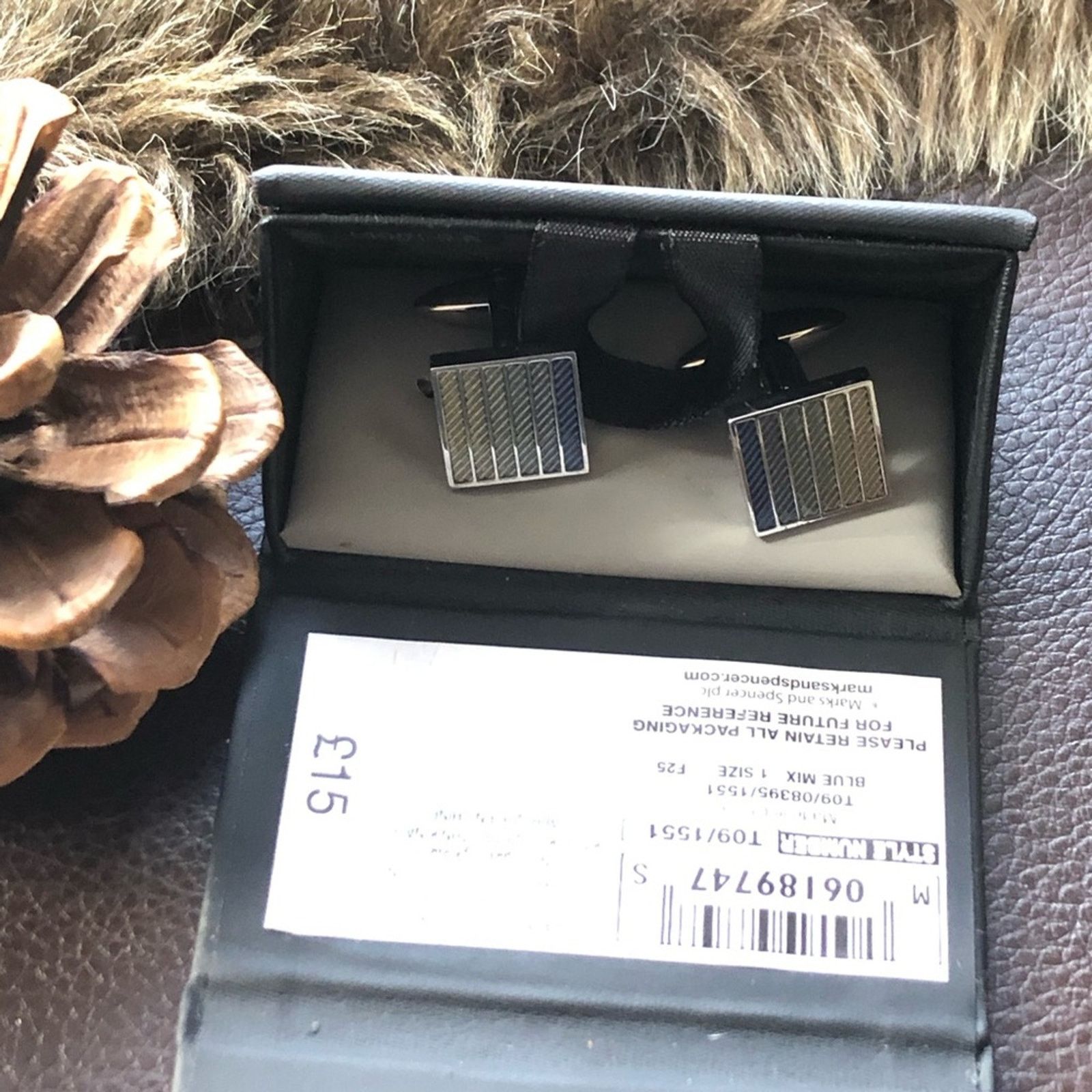Other Marks & Spencer blue ombré mix silver cuff links NIB Size ONE SIZE - 3 Thumbnail
