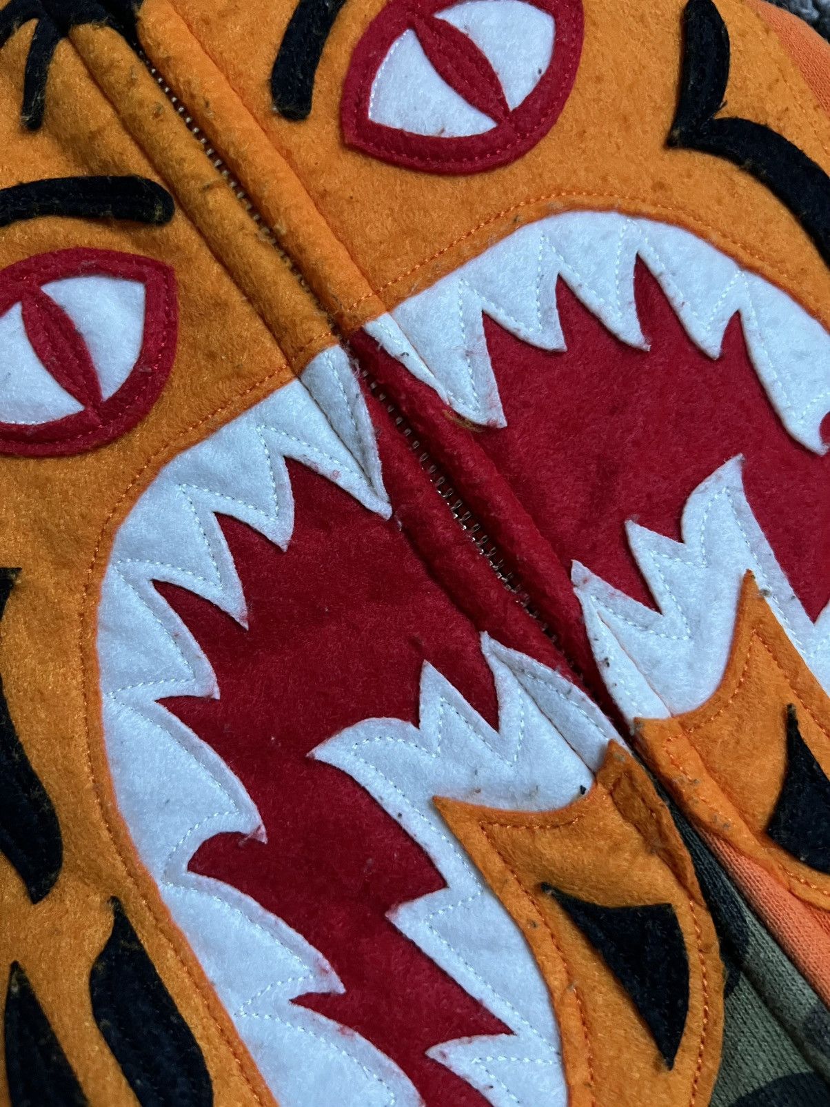Bape A Bathing Ape Orange Tiger Shark Full Zip Up Hoodie Size US XL / EU 56 / 4 - 4 Thumbnail