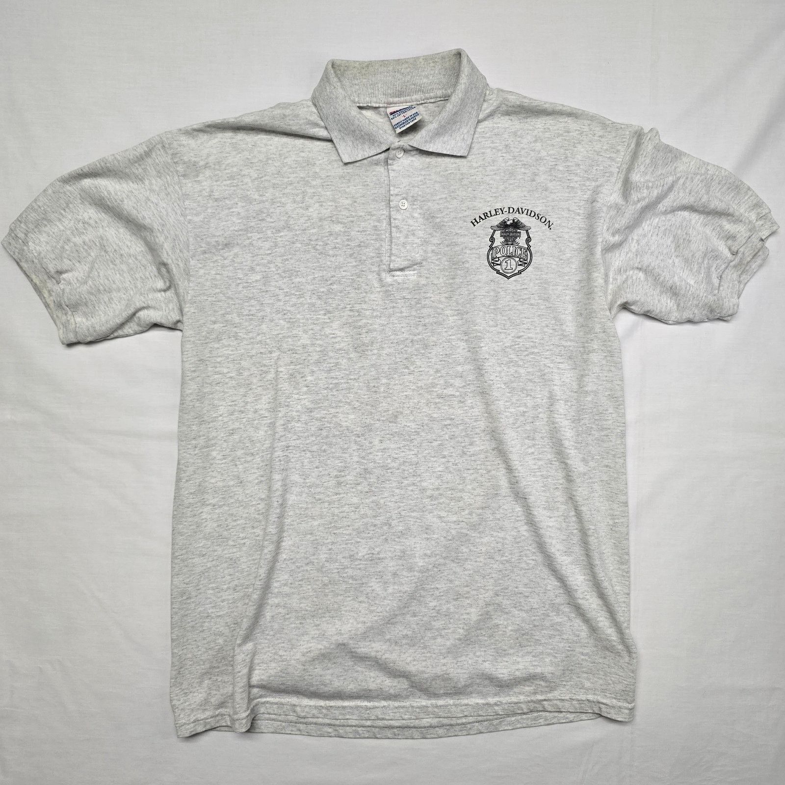 Harley Davidson × Vintage Vintage Harley Davidson Polo Police Motors Gray L Shirt 90s Size US L / EU 52-54 / 3 - 3 Thumbnail