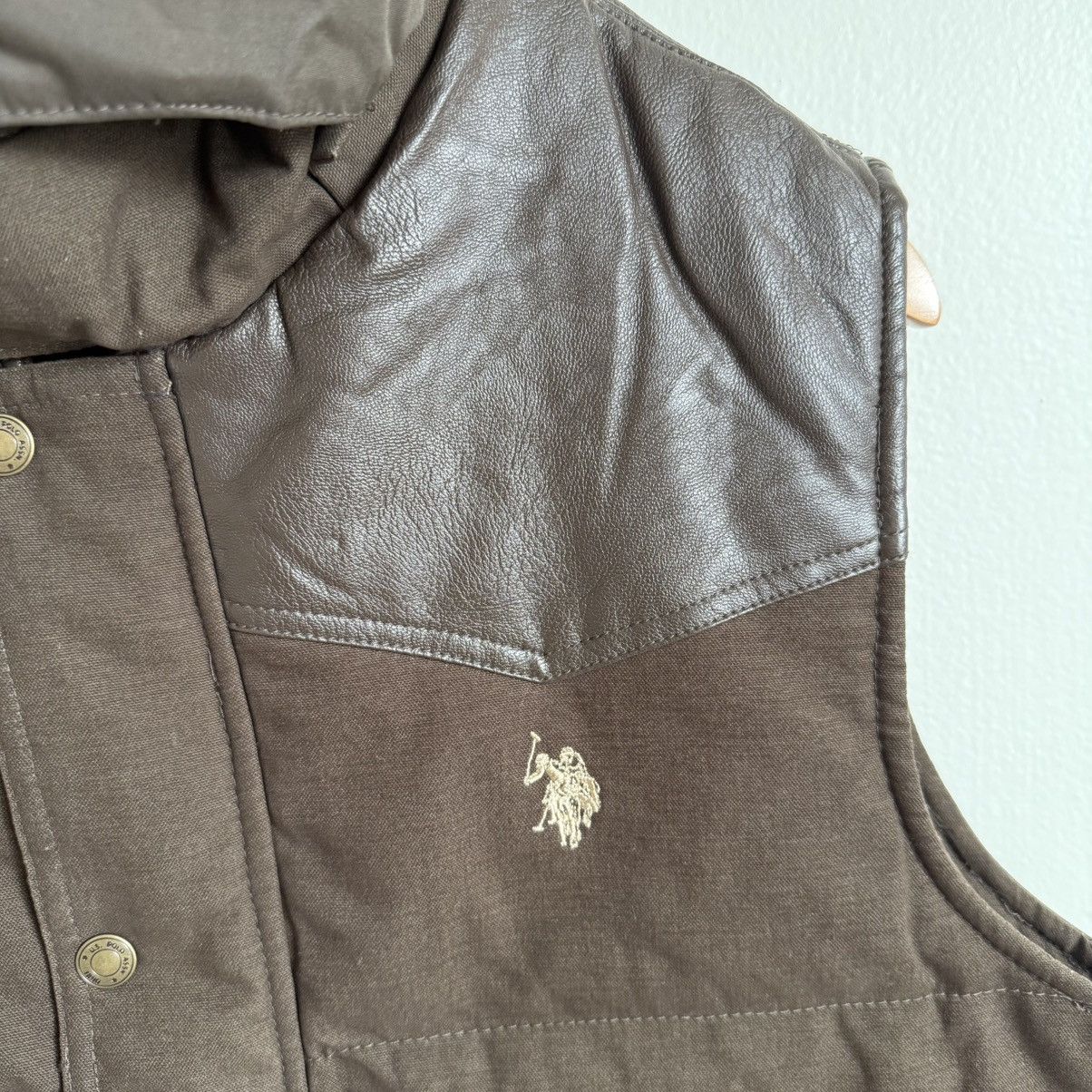 U.S. Polo Assn. × Vintage U.S. Polo Assn. Brown Vest Hooded Western Faux Leather Trim Size US S / EU 44-46 / 1 - 6 Thumbnail