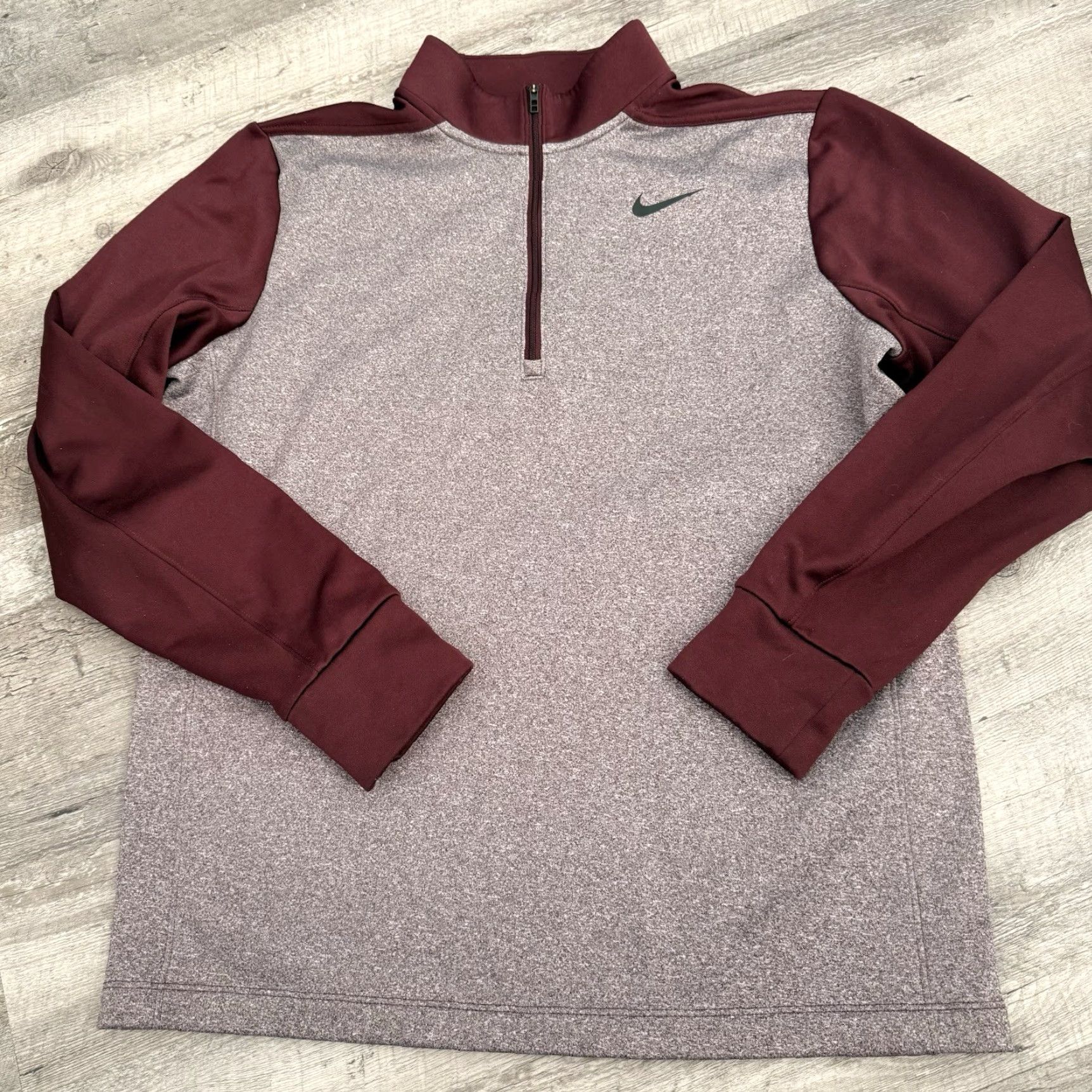 Nike Nike Golf Pullover Shirt Mens Medium Heather Maroon 1/4 Zip Thermal Mock Neck Polyester Logo Zipper Sports Active Size US M / EU 48-50 / 2 - 7 Thumbnail