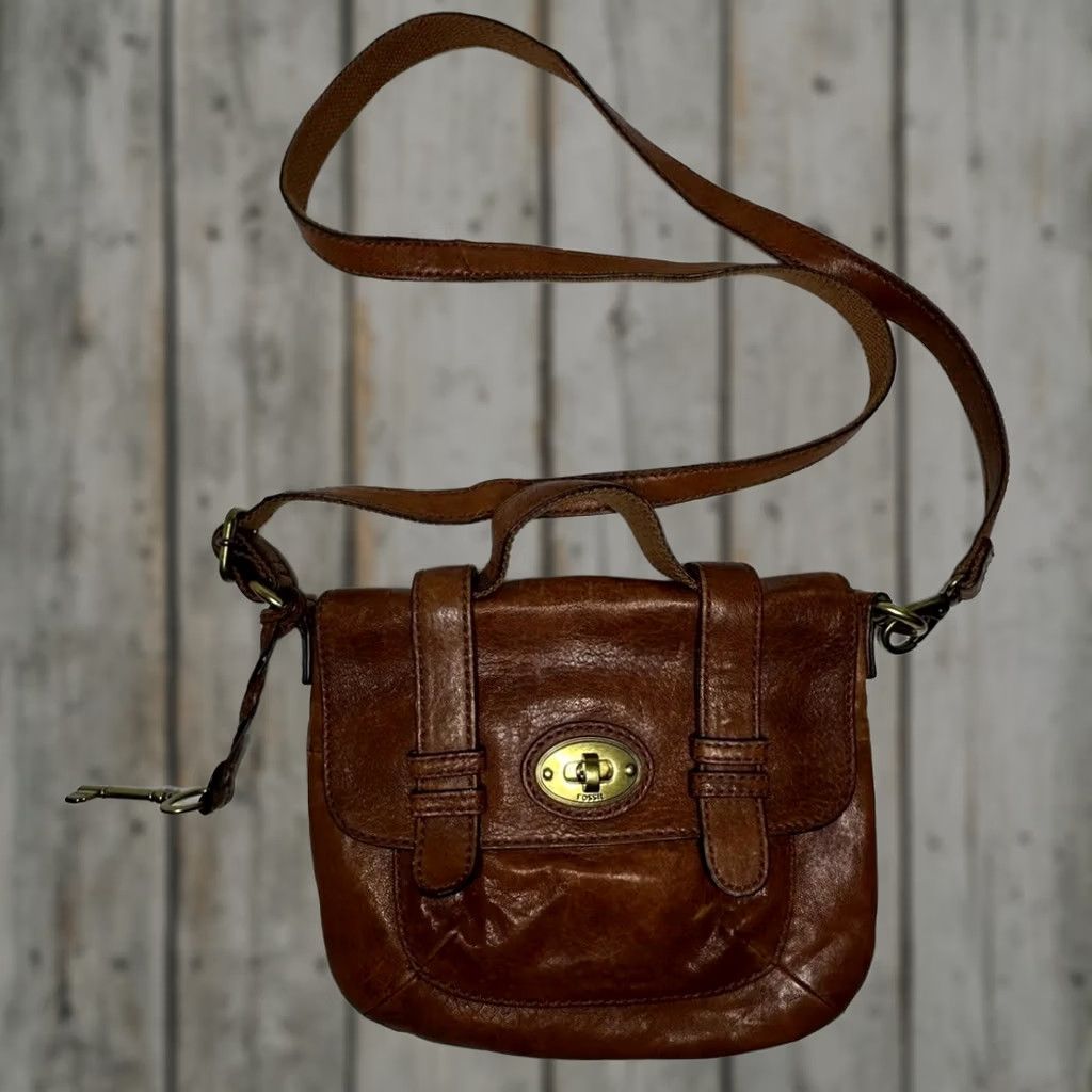 Fossil Fossil Carson Crossbody Brown Leather Organizer Bag Strap Handle ZB5058 Size ONE SIZE - 1 Thumbnail