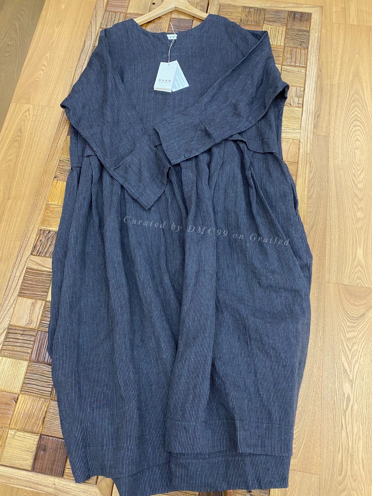 Muji muku Black Striped Linen Dress Size M / US 6-8 / IT 42-44 - 1 Thumbnail