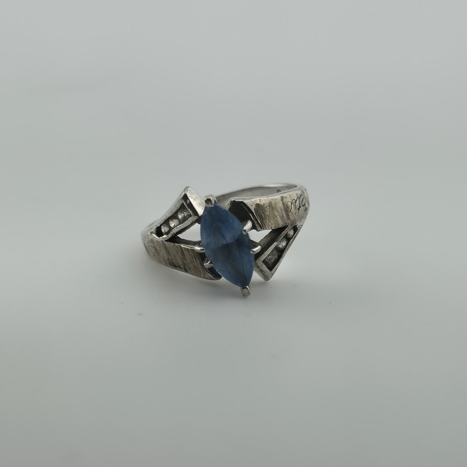 Other Sterling Silver Blue Marquise Stone Ring Art Deco 6.25 Size ONE SIZE - 9 Thumbnail